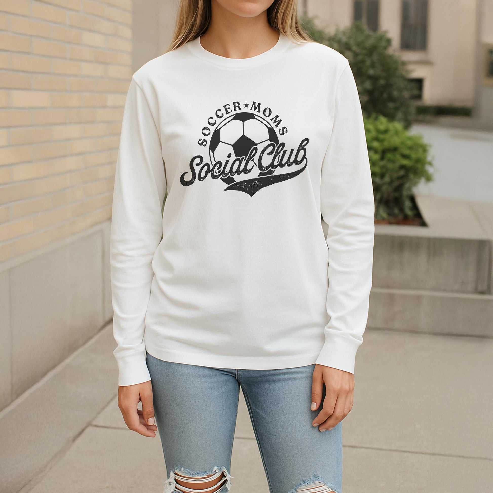 Long Sleeve T-Shirt White-Soccer Moms Social Club -2
