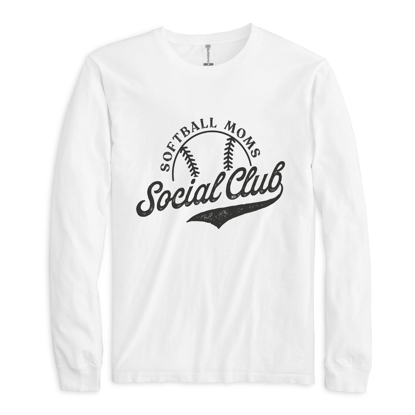 Long Sleeve T-Shirt White-Softball Moms Social Club -0