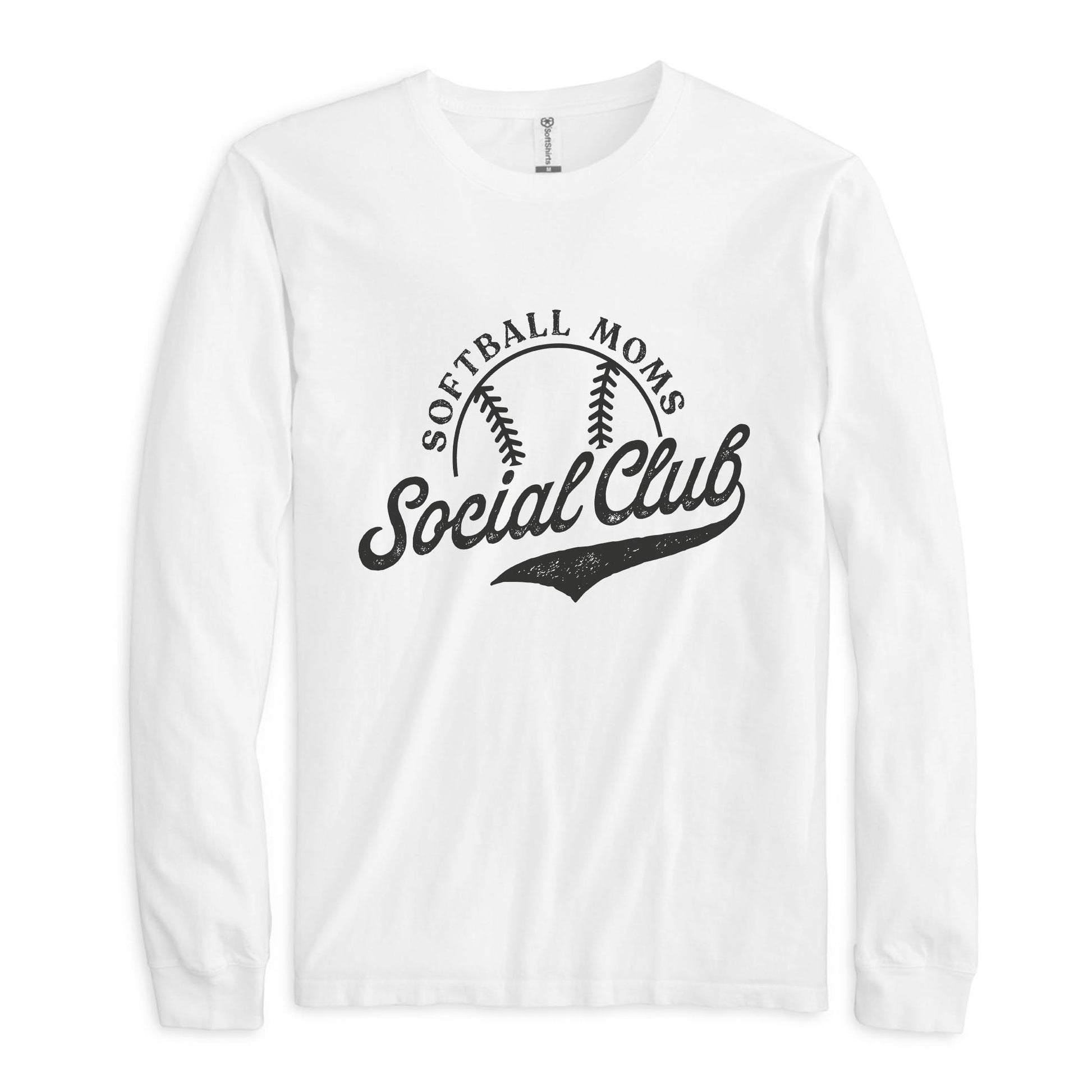 Long Sleeve T-Shirt White-Softball Moms Social Club -0