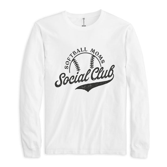 Long Sleeve T-Shirt White-Softball Moms Social Club -0