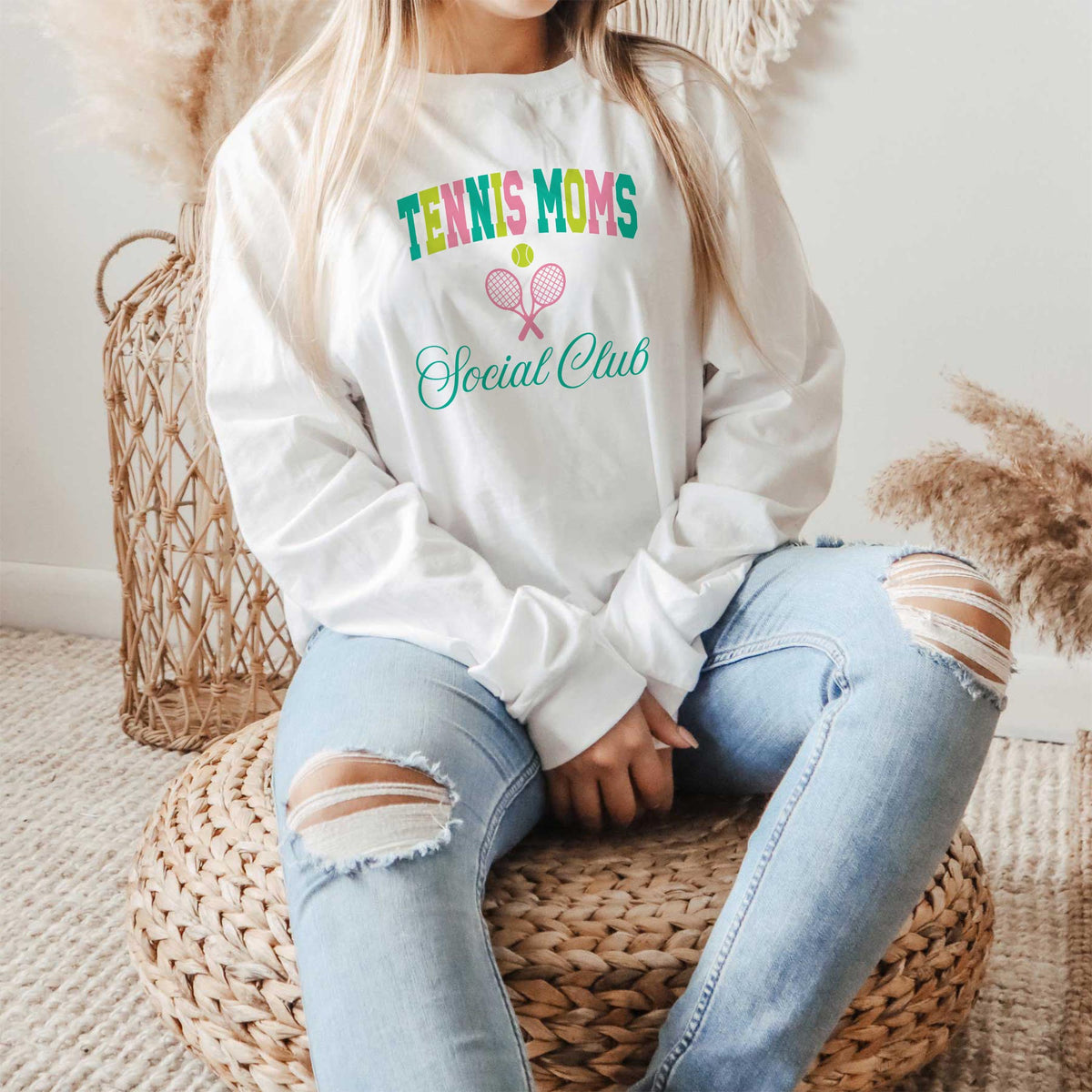 Long Sleeve T-Shirt White-Tennis Moms Social Club -1