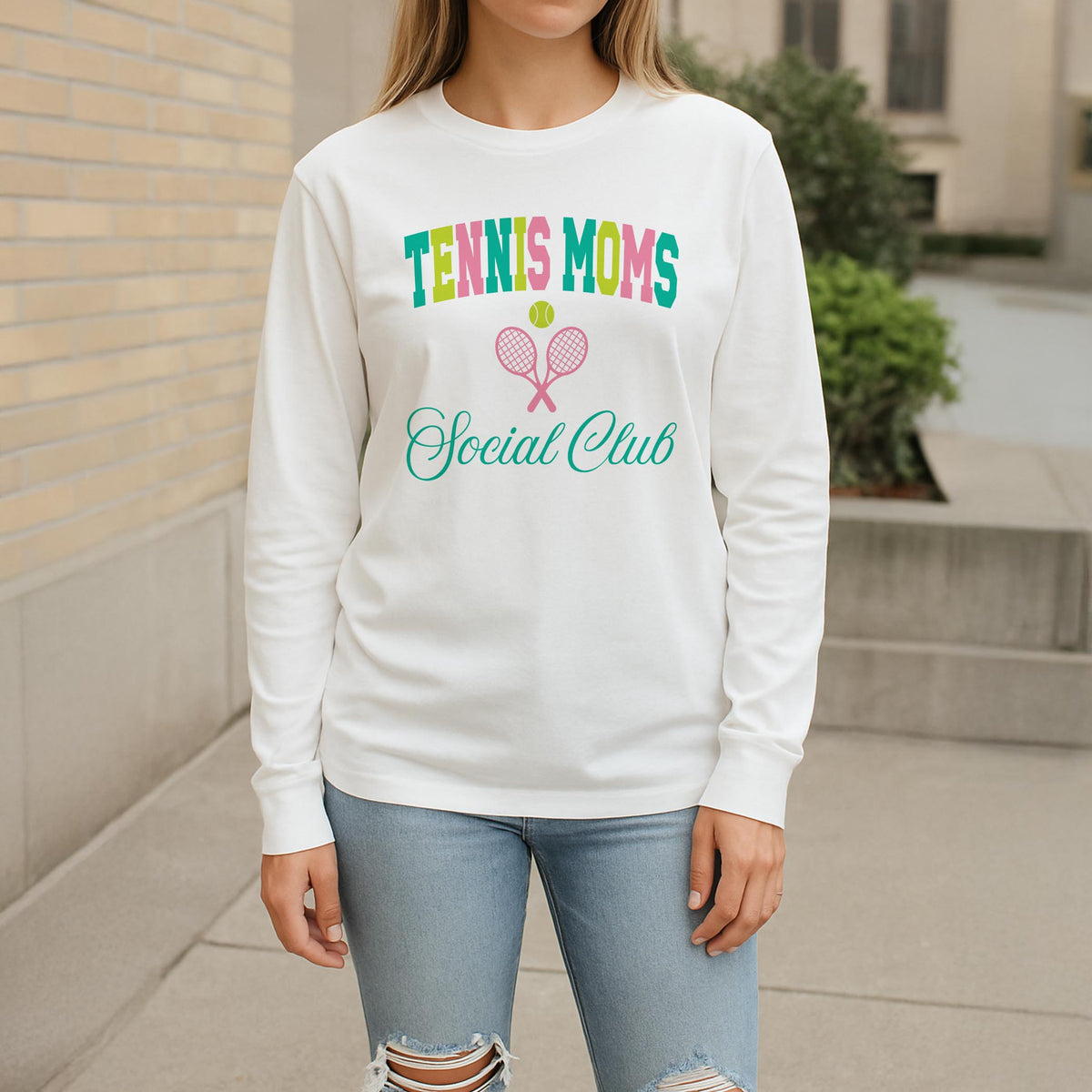 Long Sleeve T-Shirt White-Tennis Moms Social Club -2