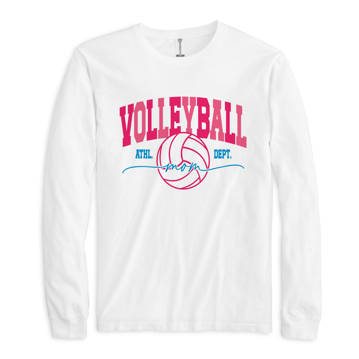 Long Sleeve T-Shirt White-Volleyball Mom -0