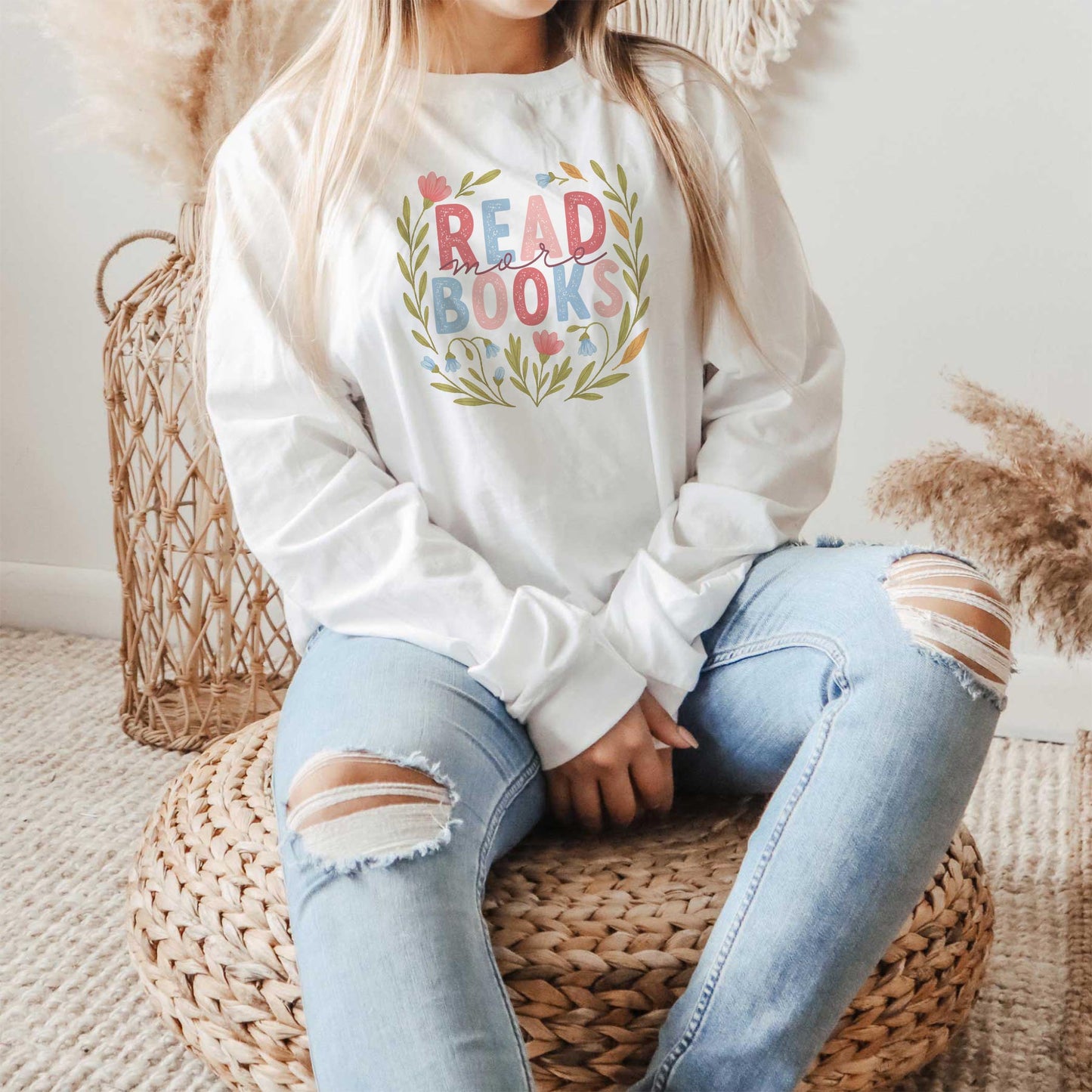 Long Sleeve T-Shirt White-Pretty Little Chapters Read More Books -1