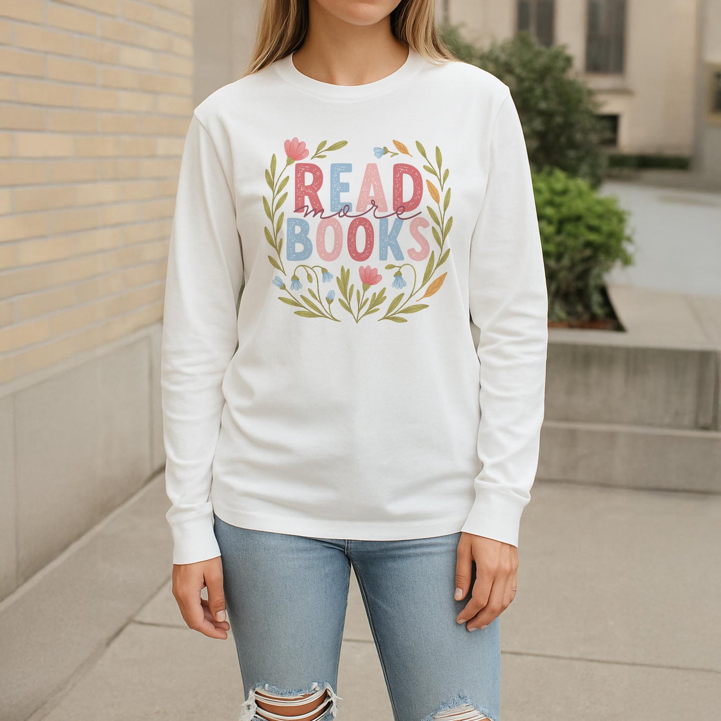 Long Sleeve T-Shirt White-Pretty Little Chapters Read More Books -2