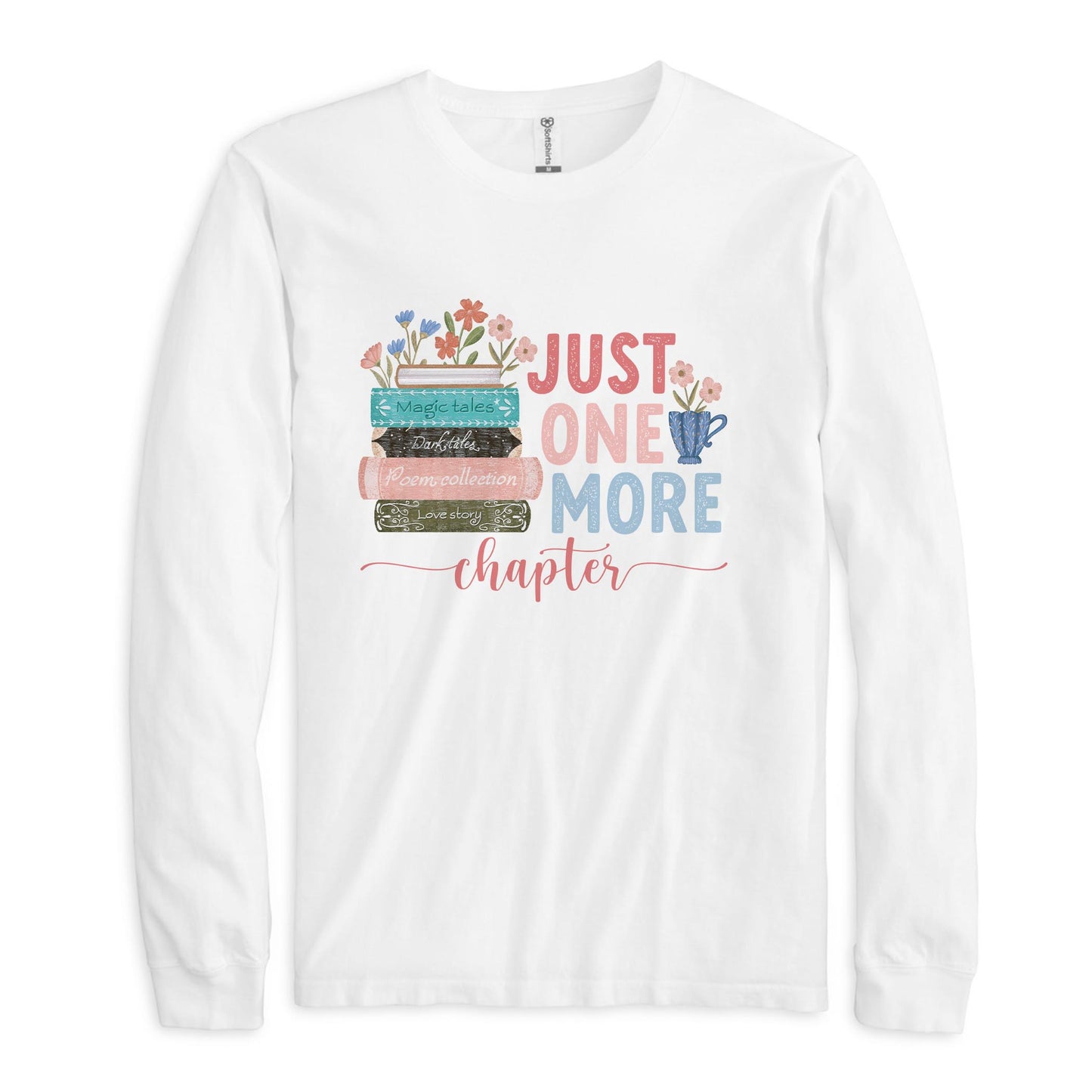 Long Sleeve T-Shirt White-Pretty Little Chapters Just One More Chapter -0