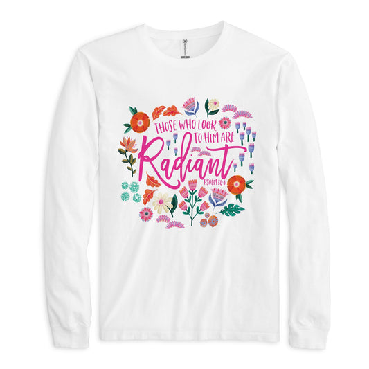 Long Sleeve T-Shirt White-Radiant Hope Those Who Look To Him -0
