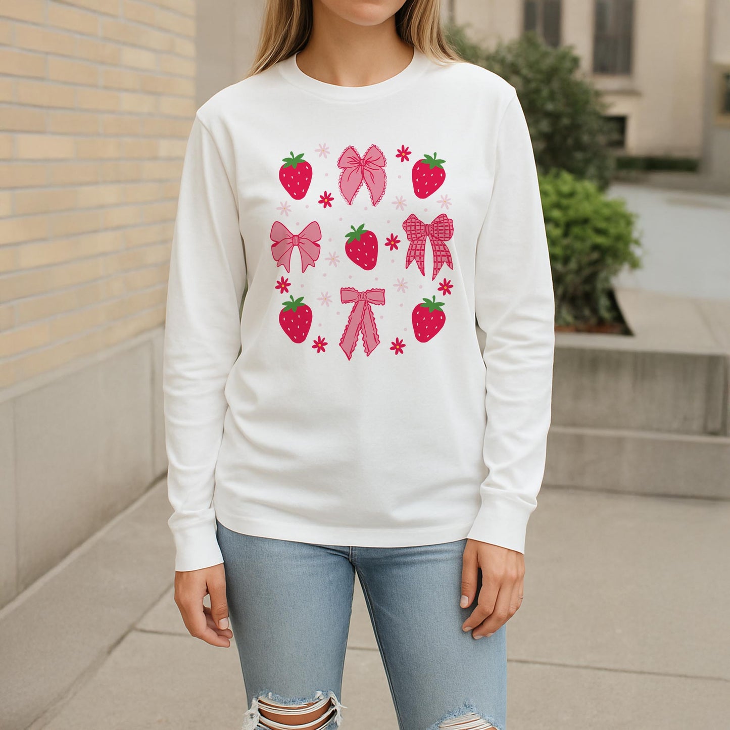 Long Sleeve T-Shirt White-Strawberry Parlor -2