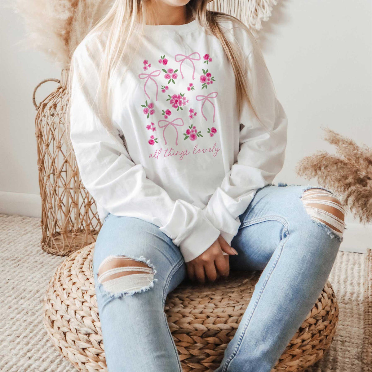 Long Sleeve T-Shirt White-All Things Lovely -1