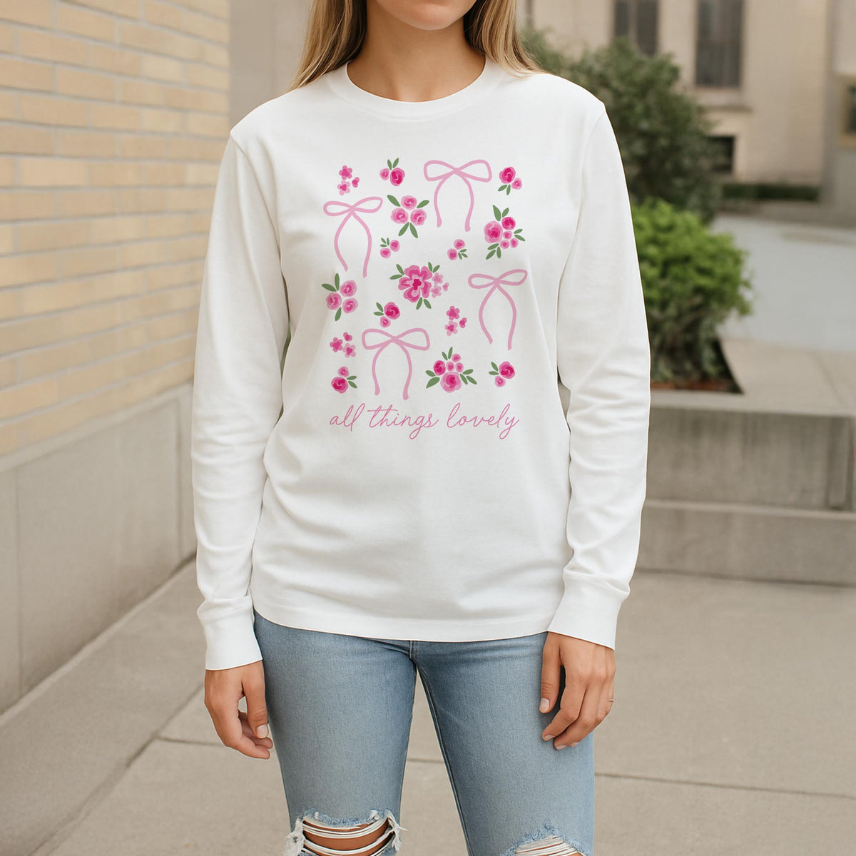 Long Sleeve T-Shirt White-All Things Lovely -2