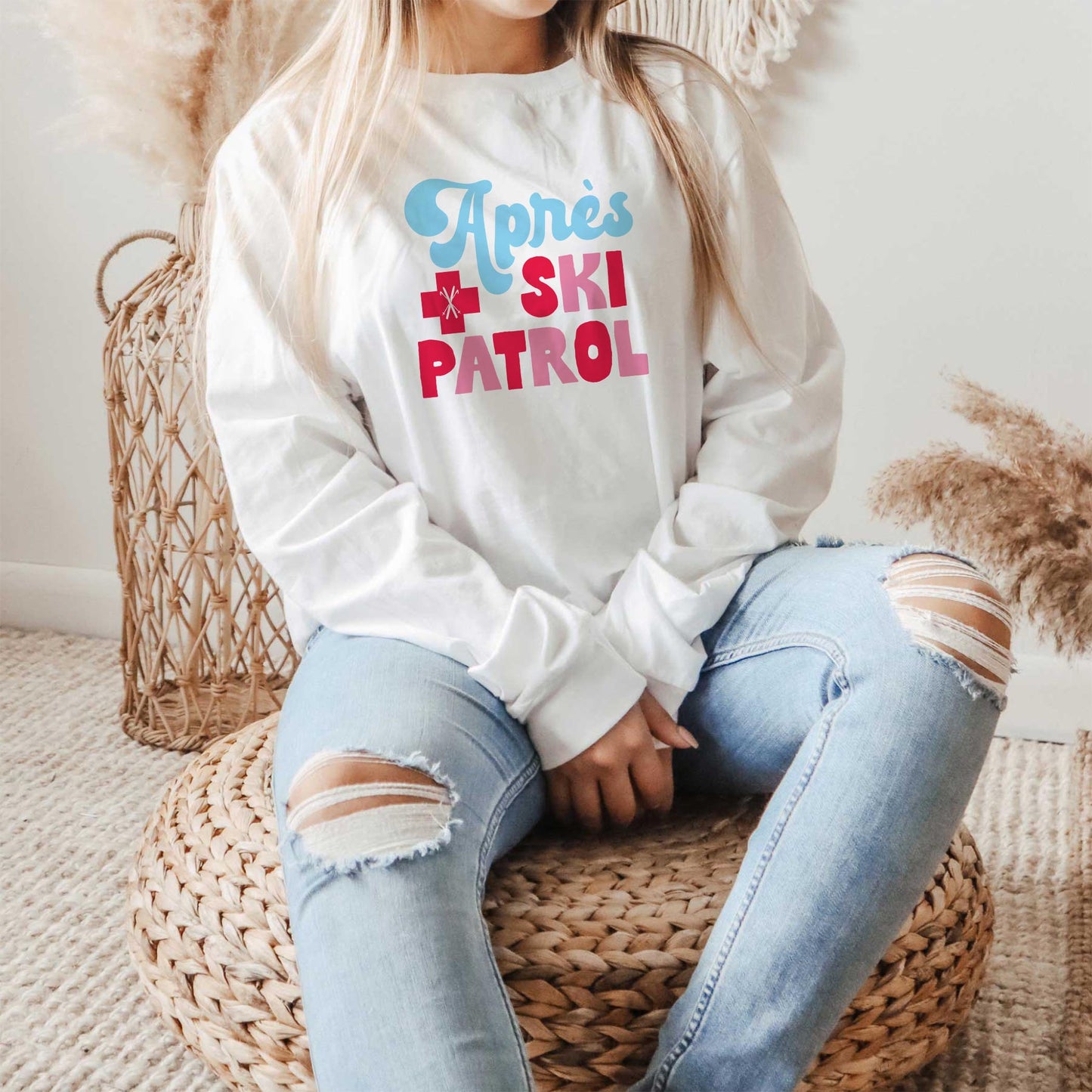 Long Sleeve T-Shirt White-Après Ski Patrol -1