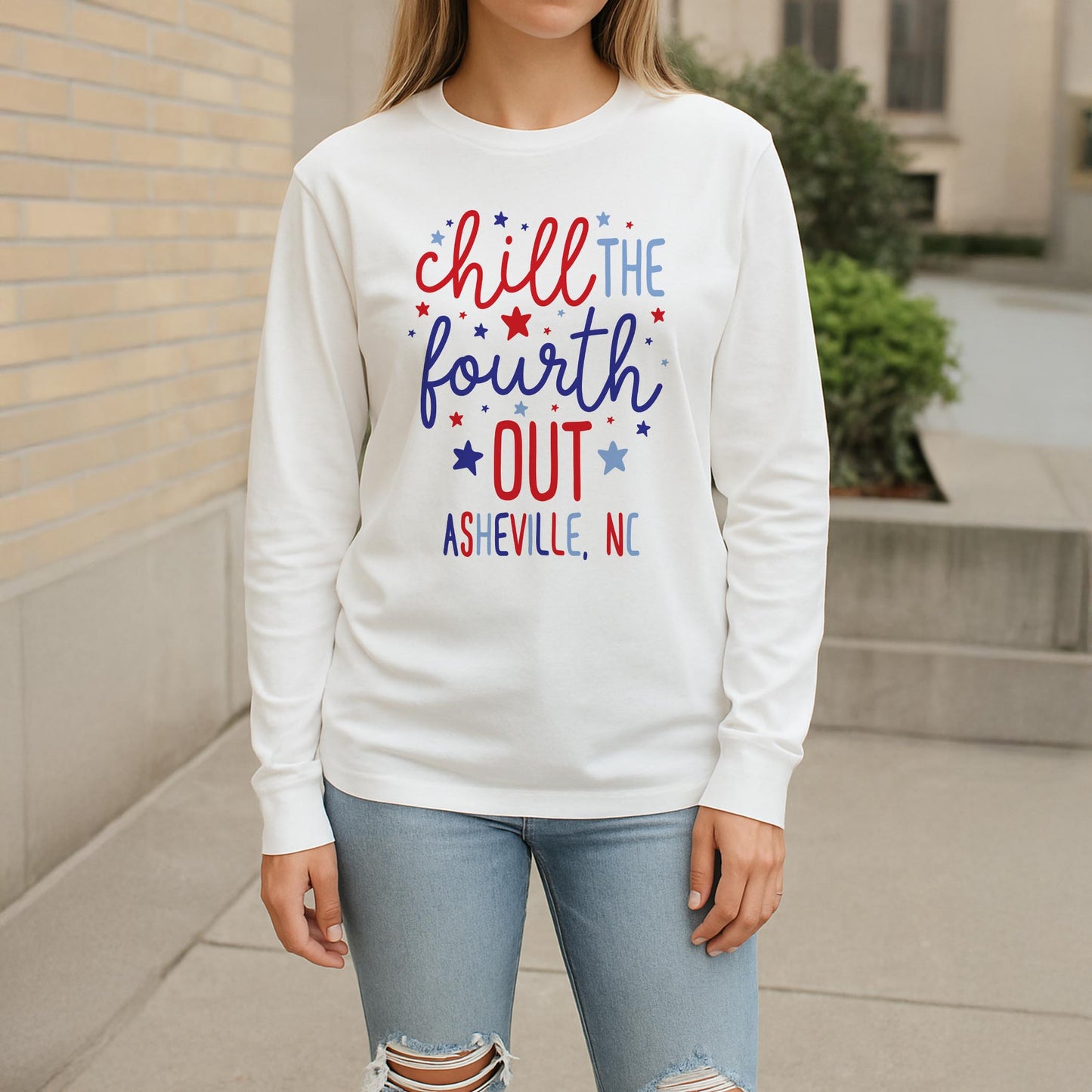 Long Sleeve T-Shirt White-Love+Local 4th of July 250th Anniversary -2