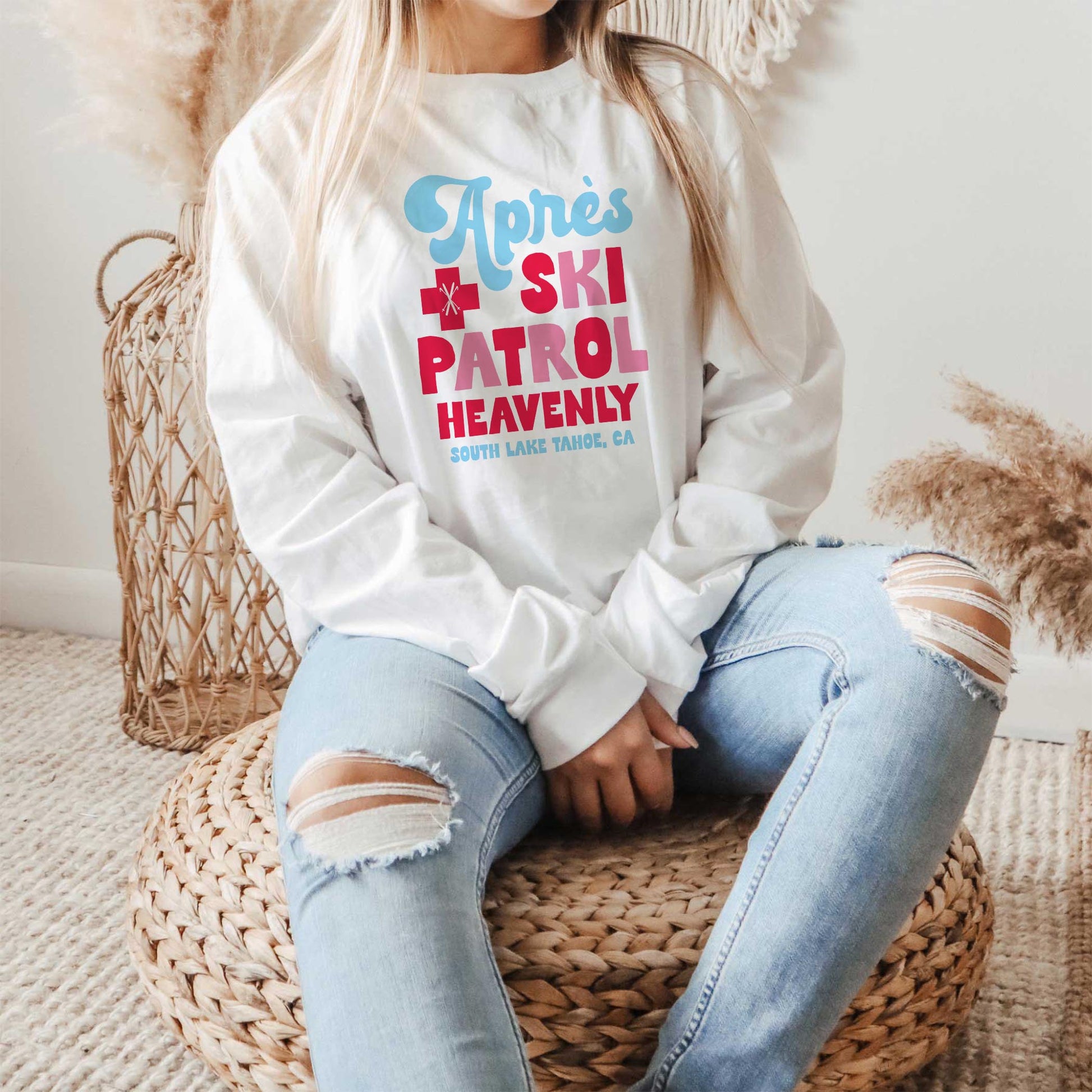 Long Sleeve T-Shirt White-Love+Local Après Ski Patrol -1
