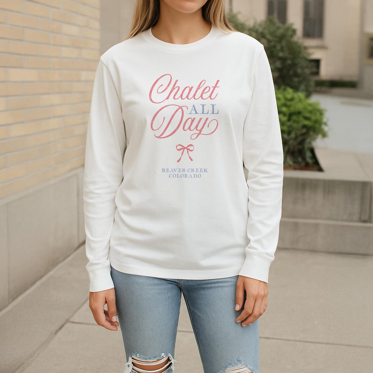 Long Sleeve T-Shirt White-Chalet Girl | Custom -2