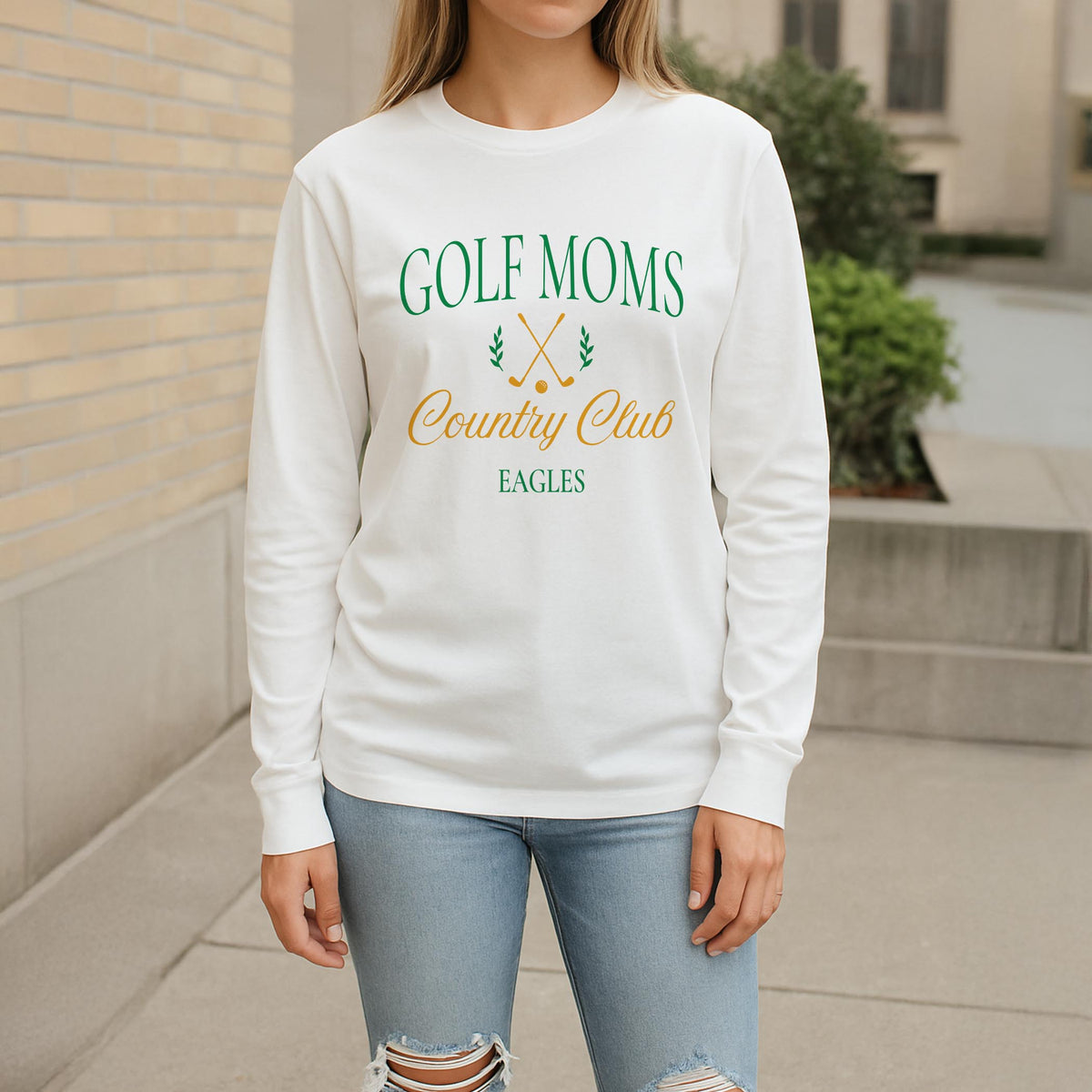 Long Sleeve T-Shirt White-Custom Golf Mom | Team | Hometown -2