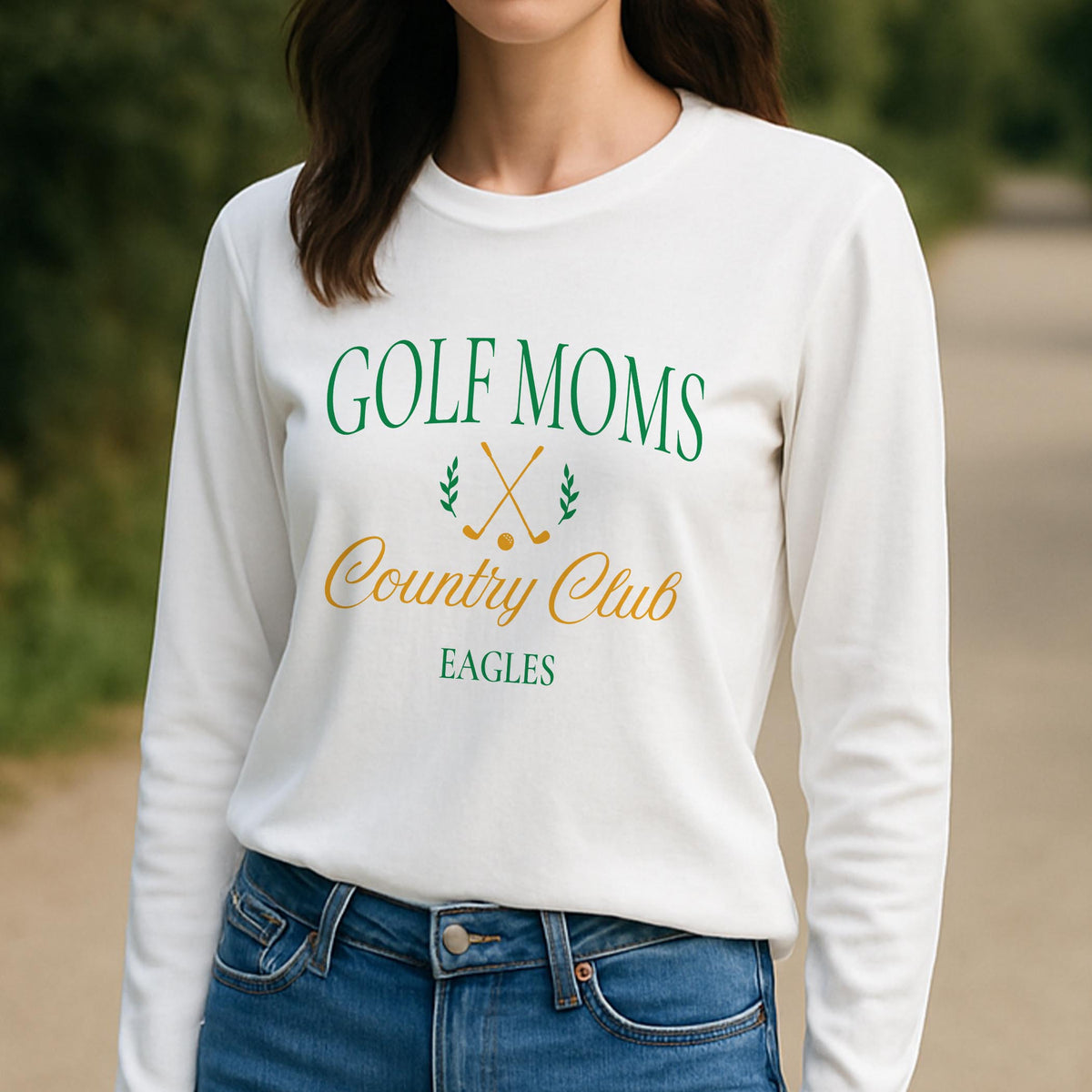 Long Sleeve T-Shirt White-Custom Golf Mom | Team | Hometown -3