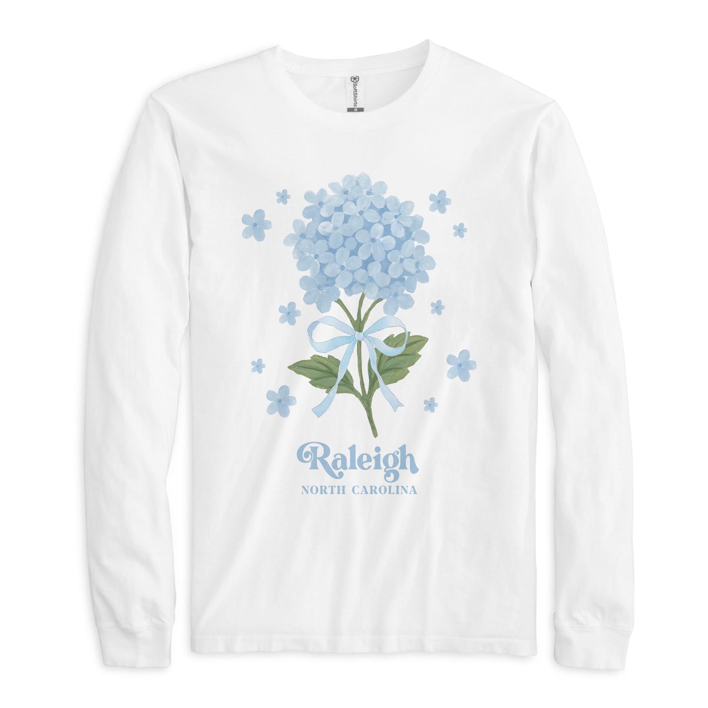 Long Sleeve T-Shirt White-Love+Local Hydrangea Cottage -0