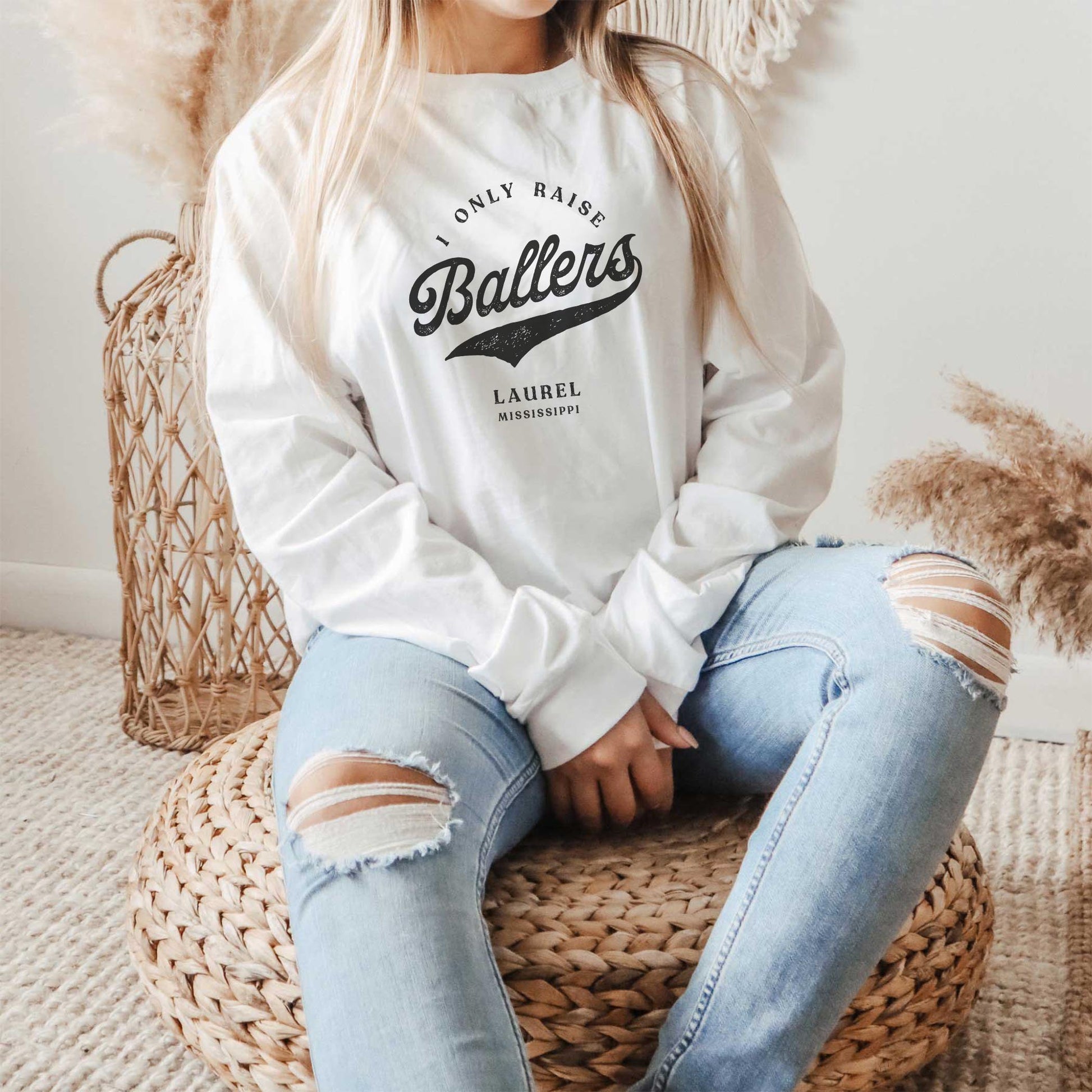 Long Sleeve T-Shirt White-Custom Little League Mom -1