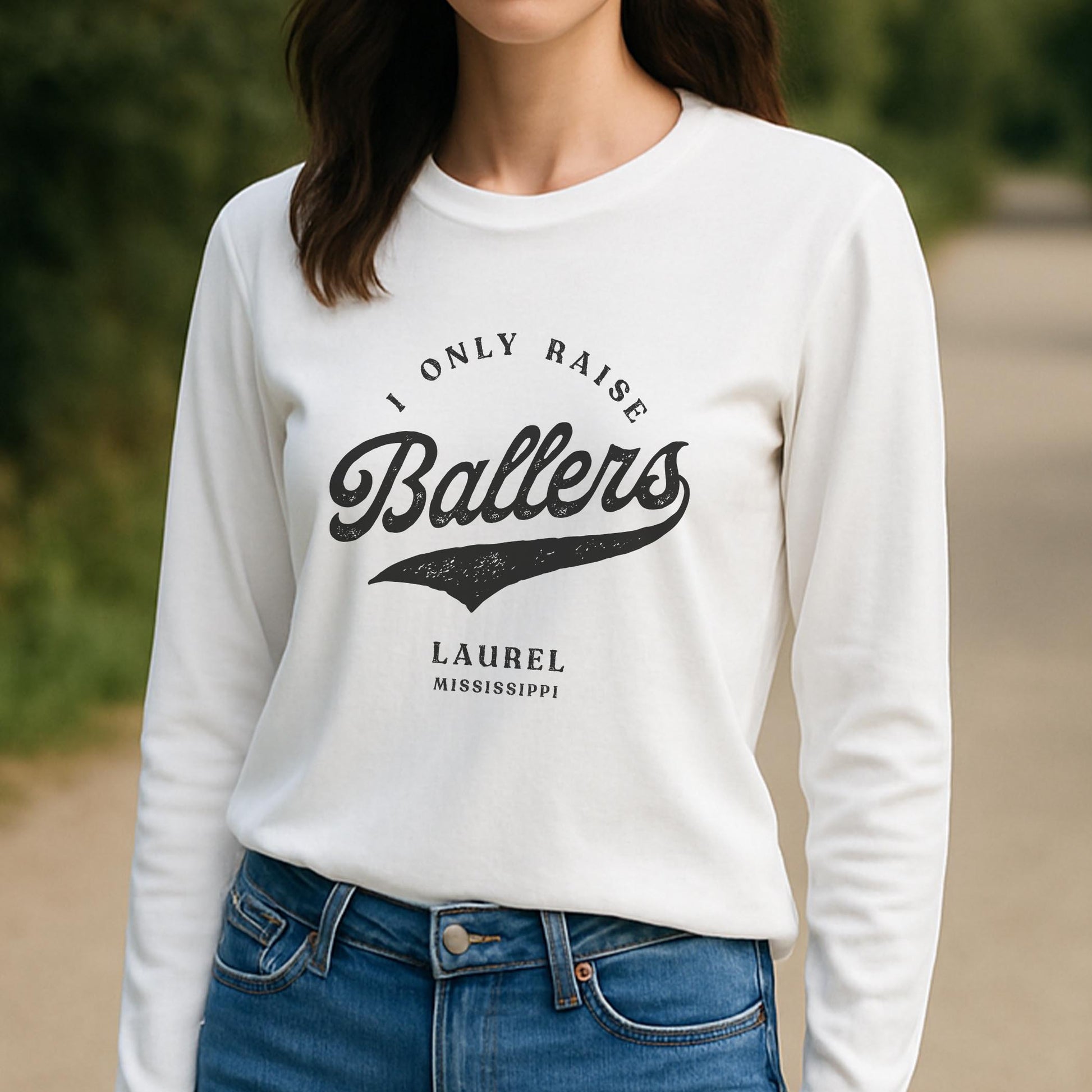 Long Sleeve T-Shirt White-Custom Little League Mom -3