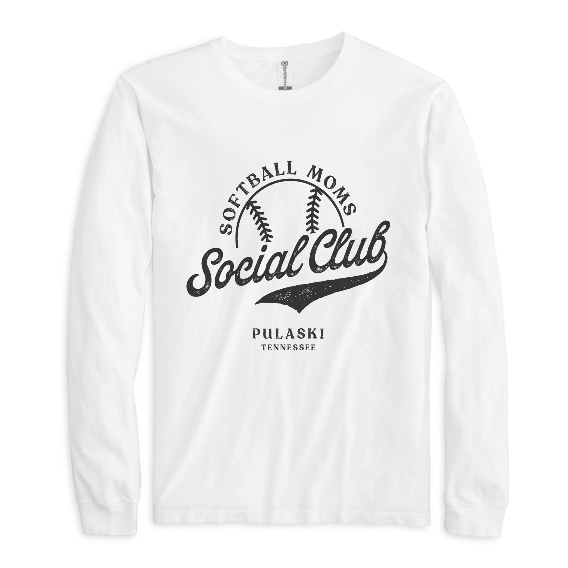 Long Sleeve T-Shirt White-Softball Mom | Custom | Your Hometown -0