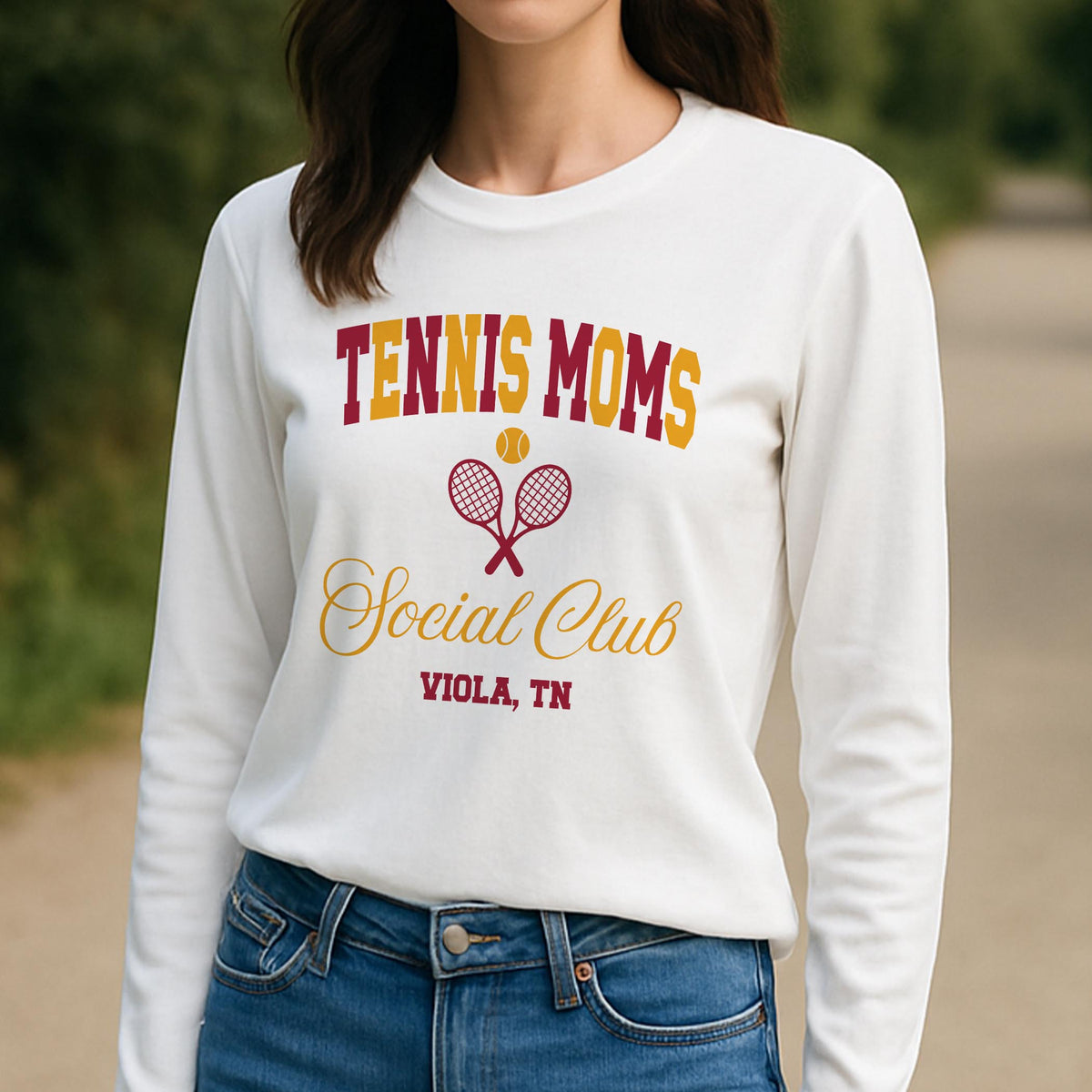 Long Sleeve T-Shirt White-Custom Tennis Mom | Your Team | Personalize -3