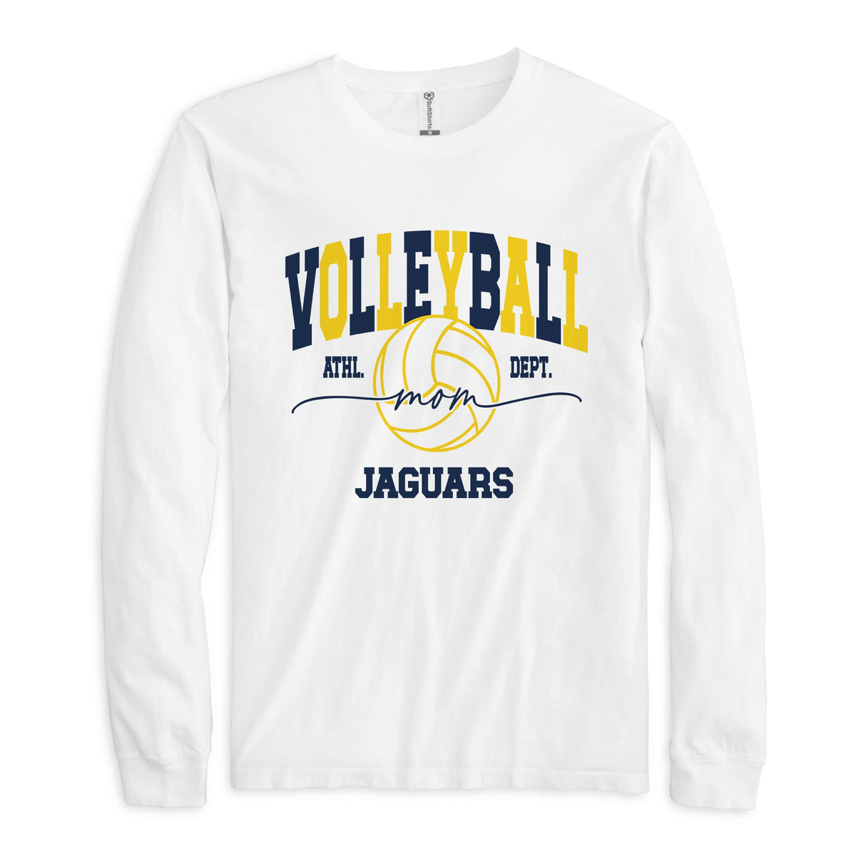 Long Sleeve T-Shirt White-Custom Volleyball Mom | Your Team -0