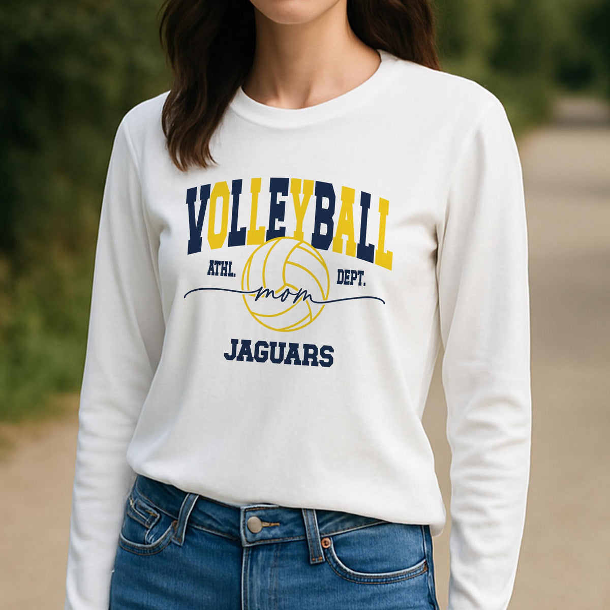 Long Sleeve T-Shirt White-Custom Volleyball Mom | Your Team -3
