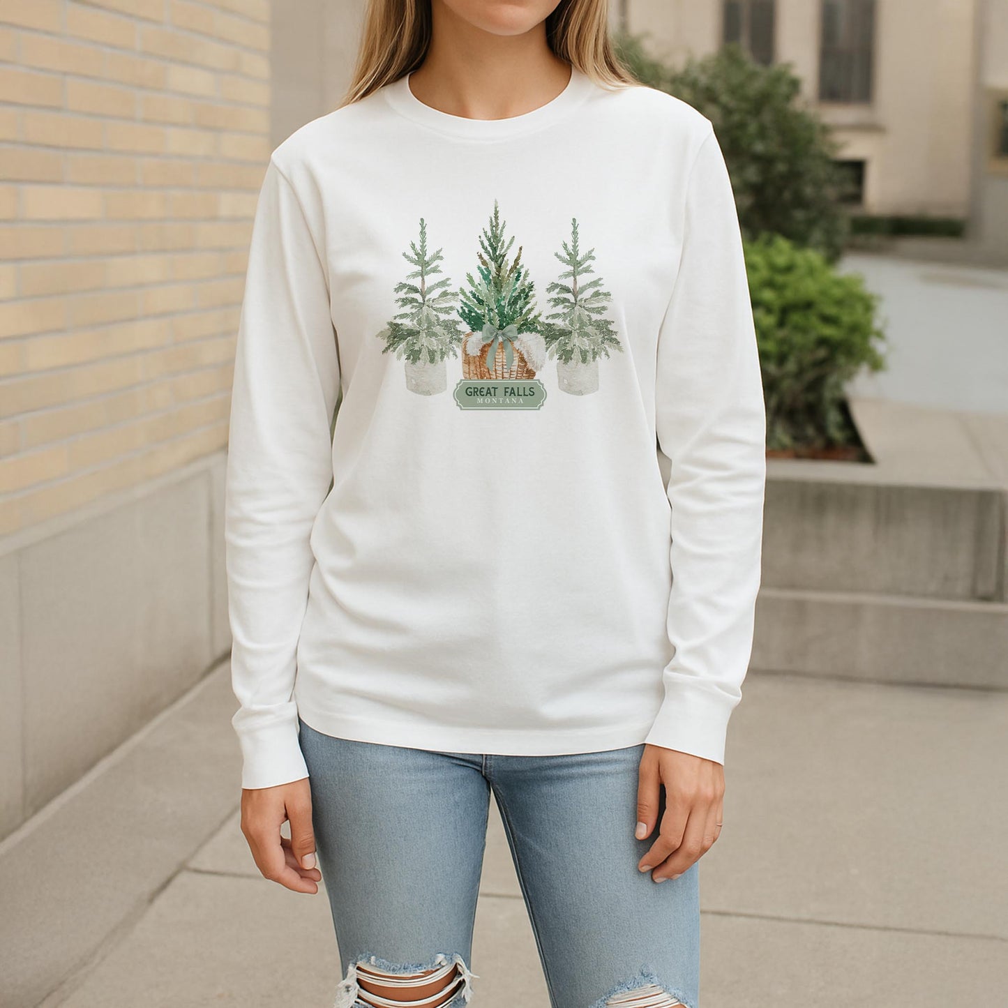 Long Sleeve T-Shirt White-Love+Local Woodland -2