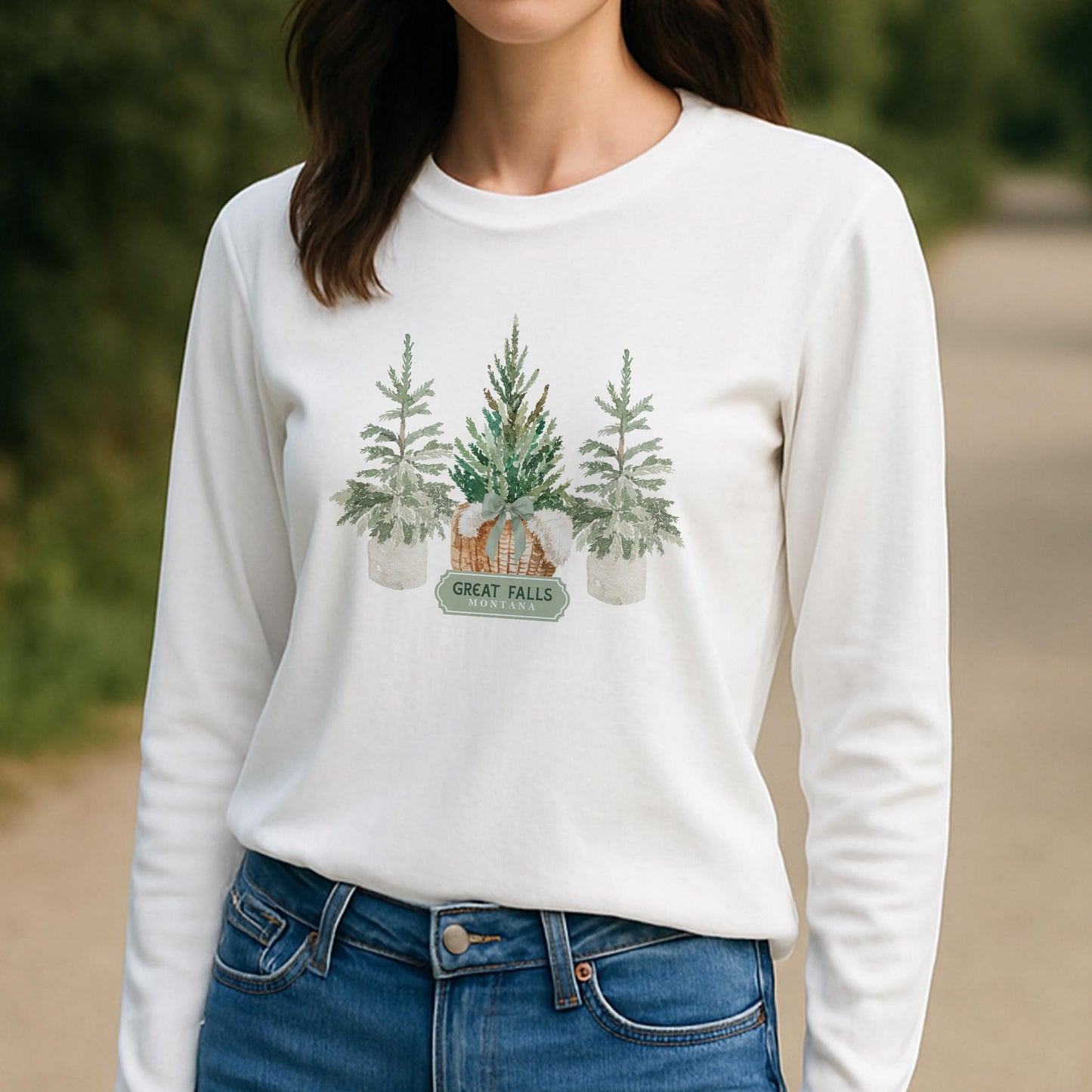 Long Sleeve T-Shirt White-Love+Local Woodland -3