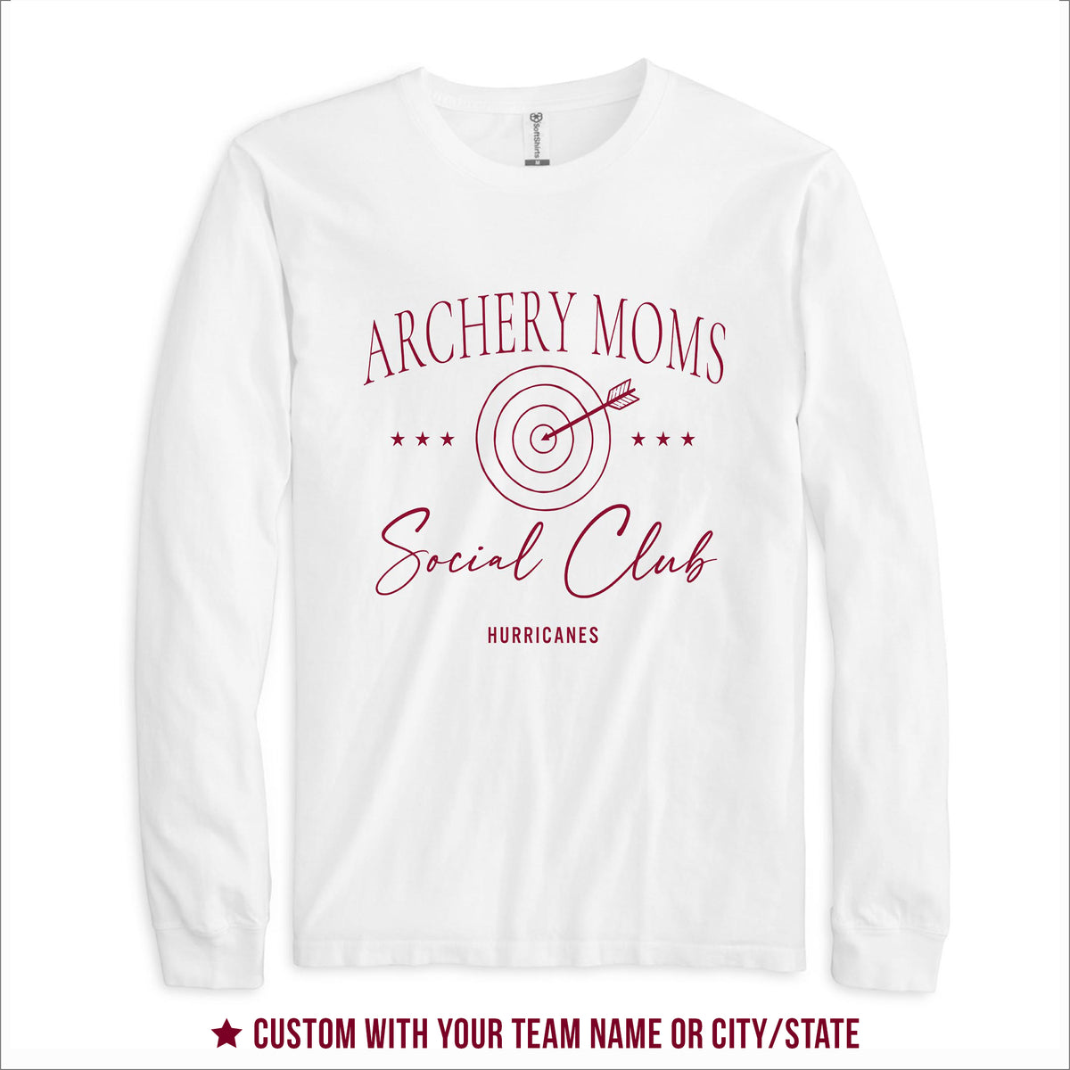 Long Sleeve T-Shirt White-Archery Mom | Hometown | School Team