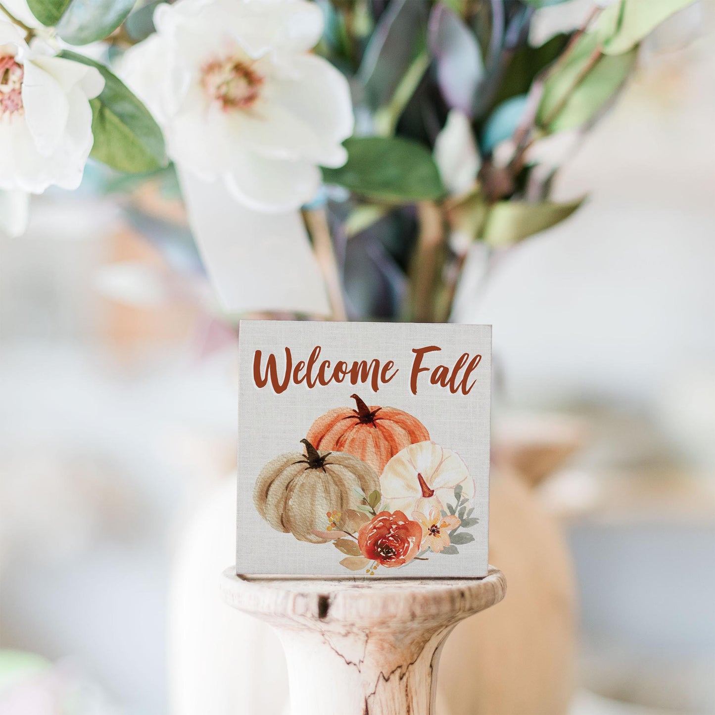 Mini Print-Welcome Fall Floral Pumpkin