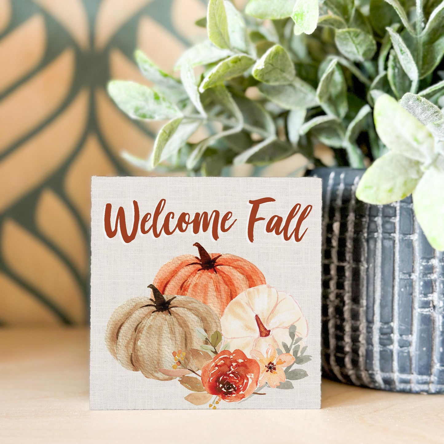 Mini Print-Welcome Fall Floral Pumpkin
