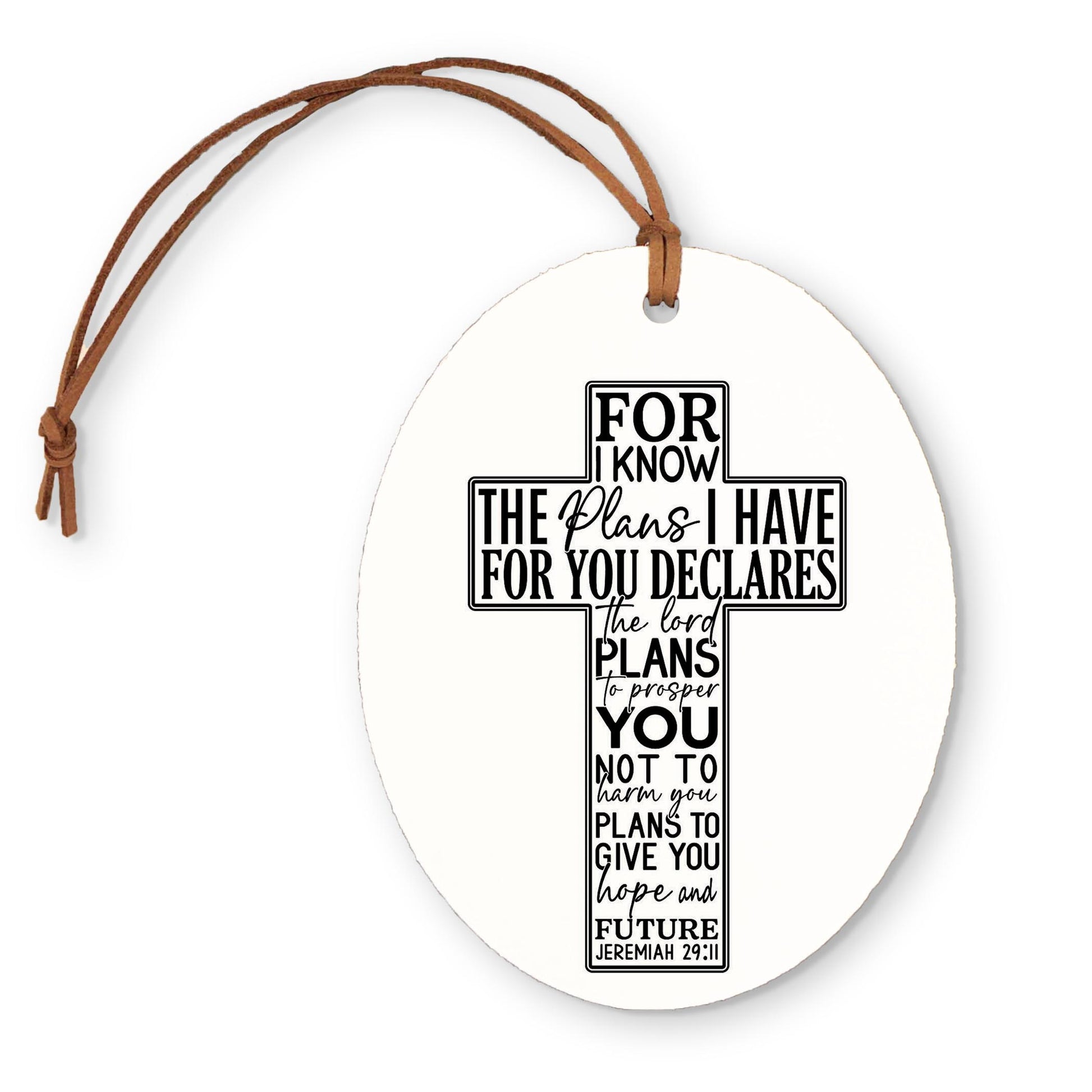 Oval Ornament-For I Know The Plans Cross -0