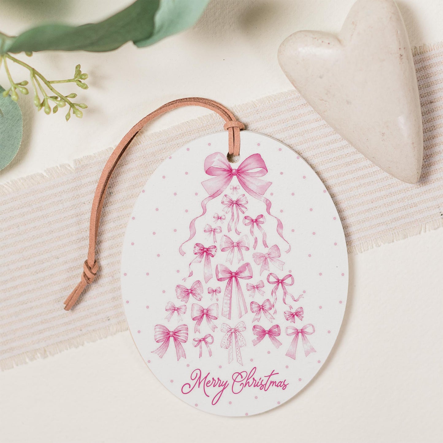 Oval Ornament-Christmas Tree Bows -1