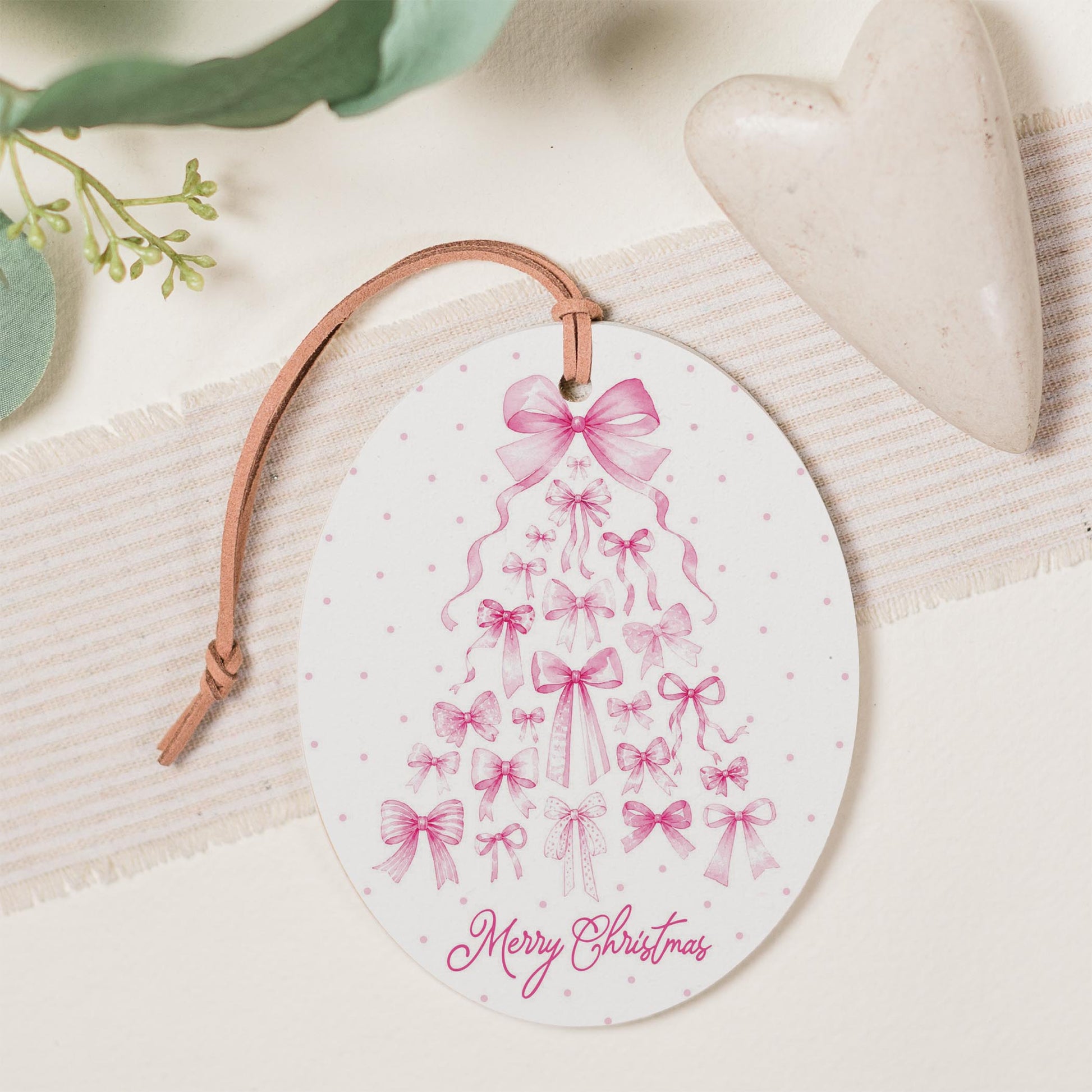Oval Ornament-Christmas Tree Bows -1