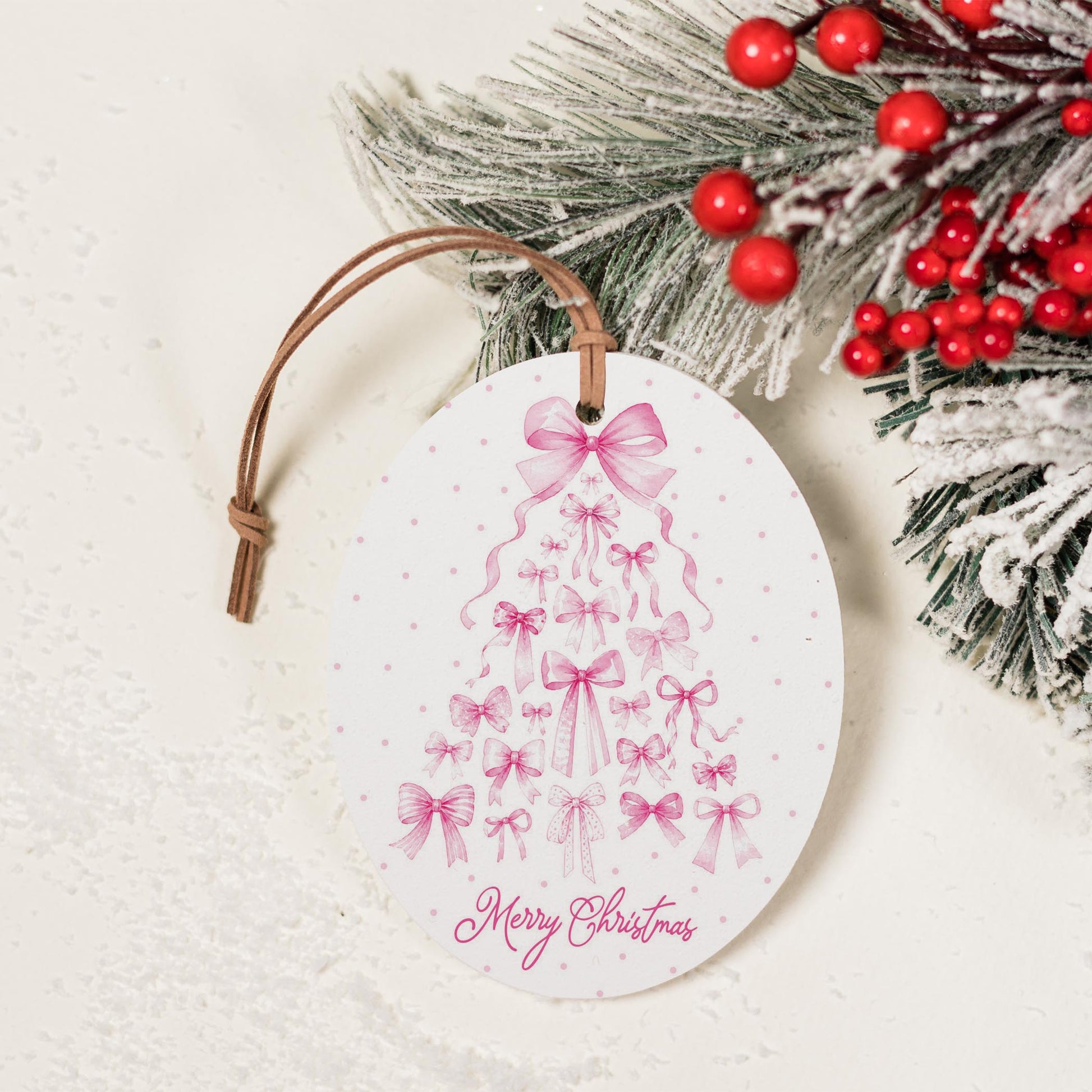 Oval Ornament-Christmas Tree Bows -3