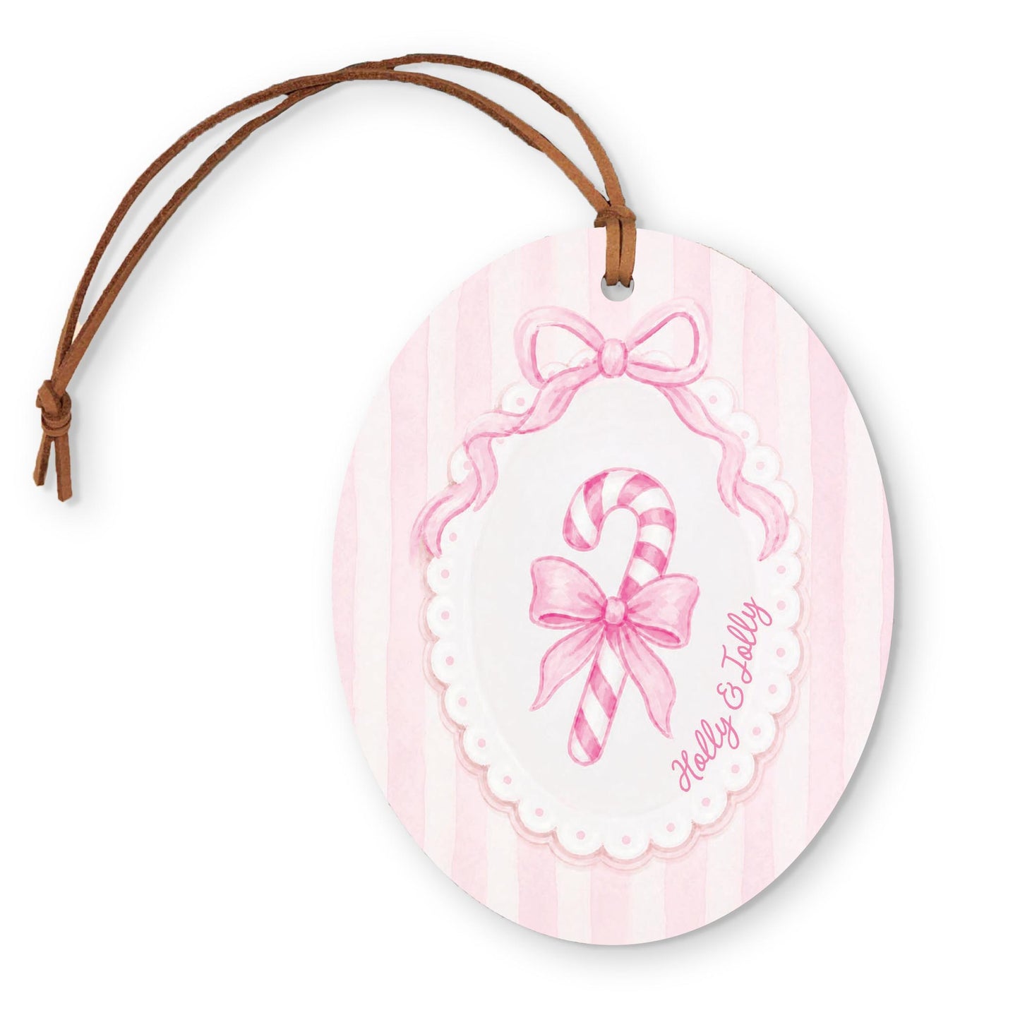 Oval Ornament-Holly & Jolly Coquette Candy Cane -0