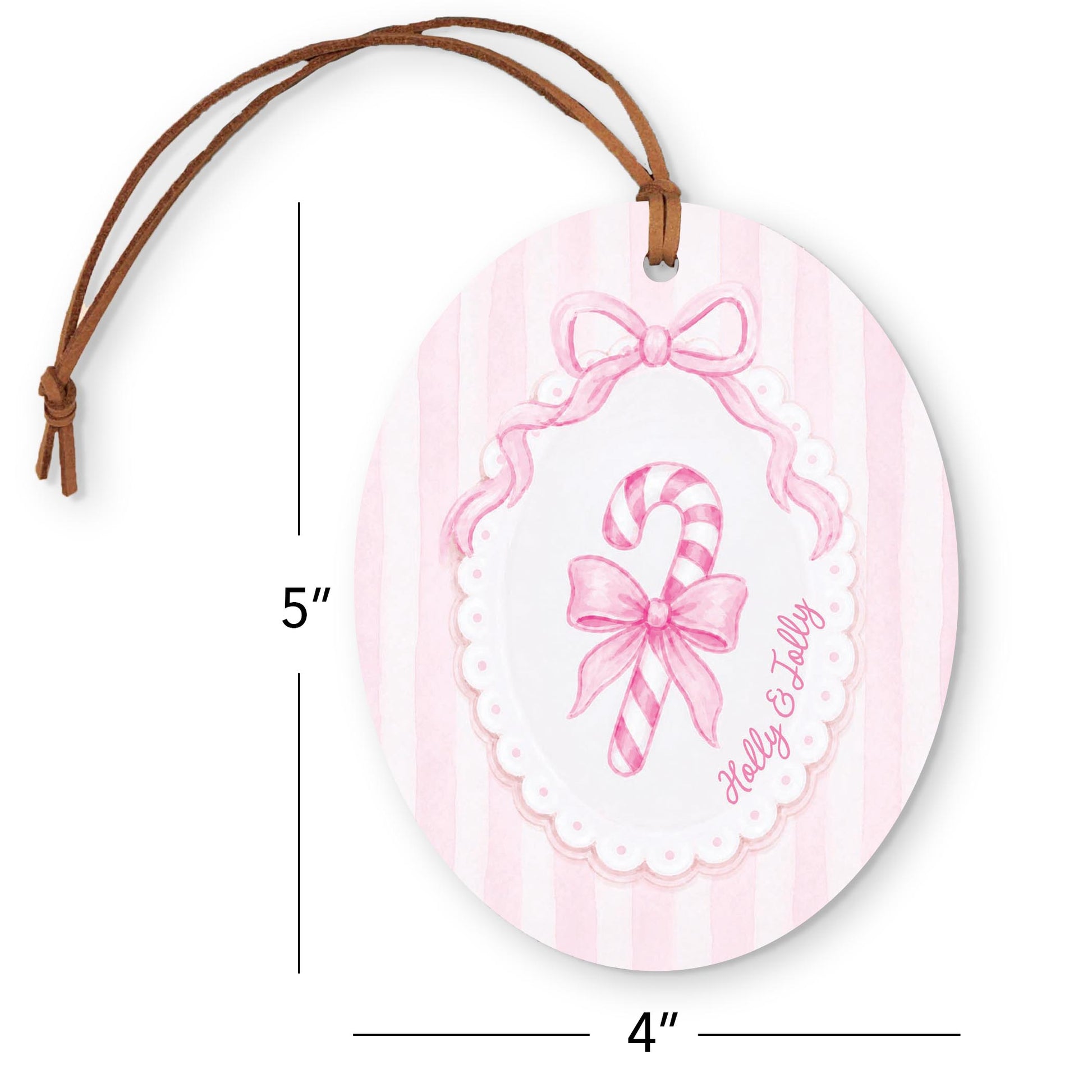 Oval Ornament-Holly & Jolly Coquette Candy Cane -5