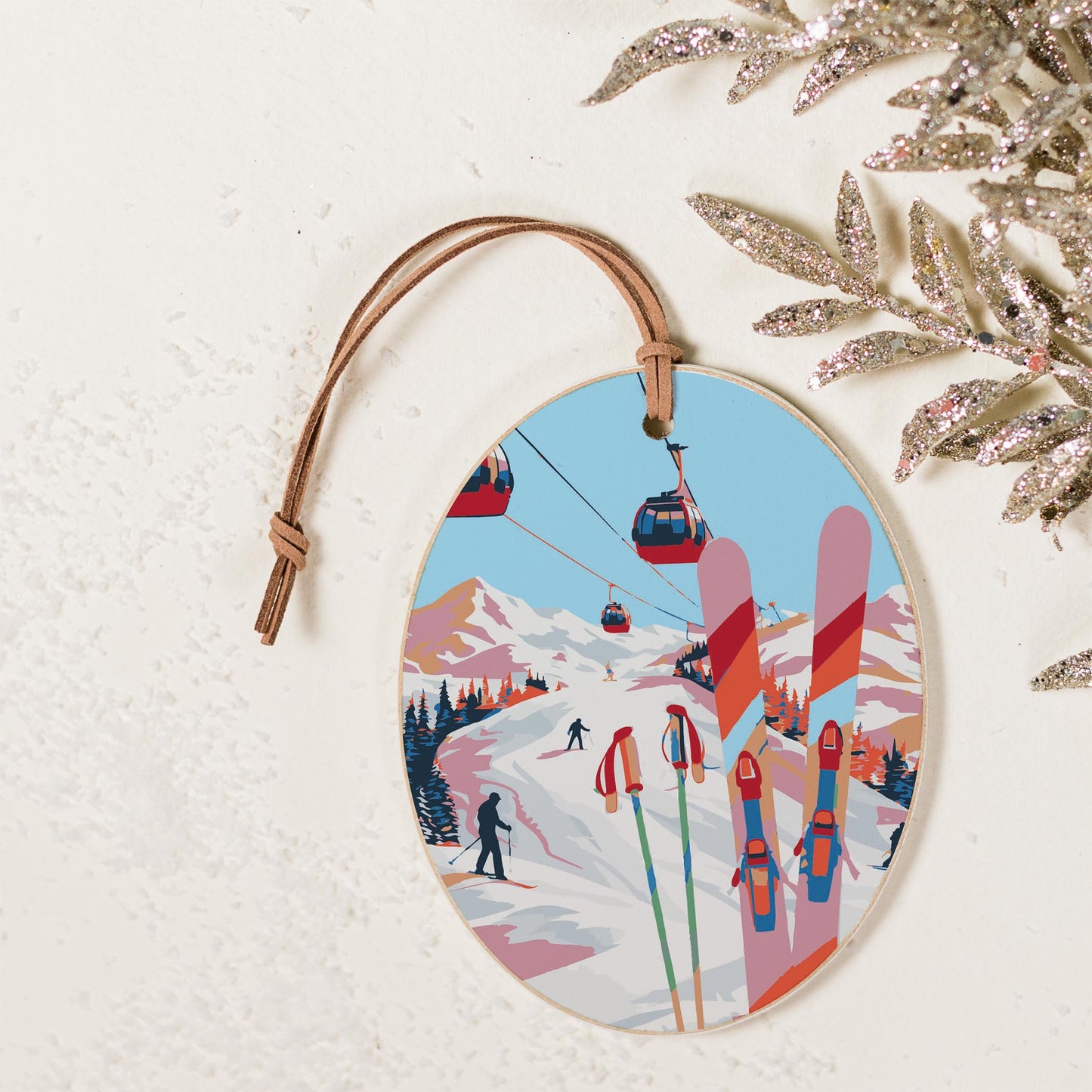 Oval Ornament-Cozy Ski Lodge -2