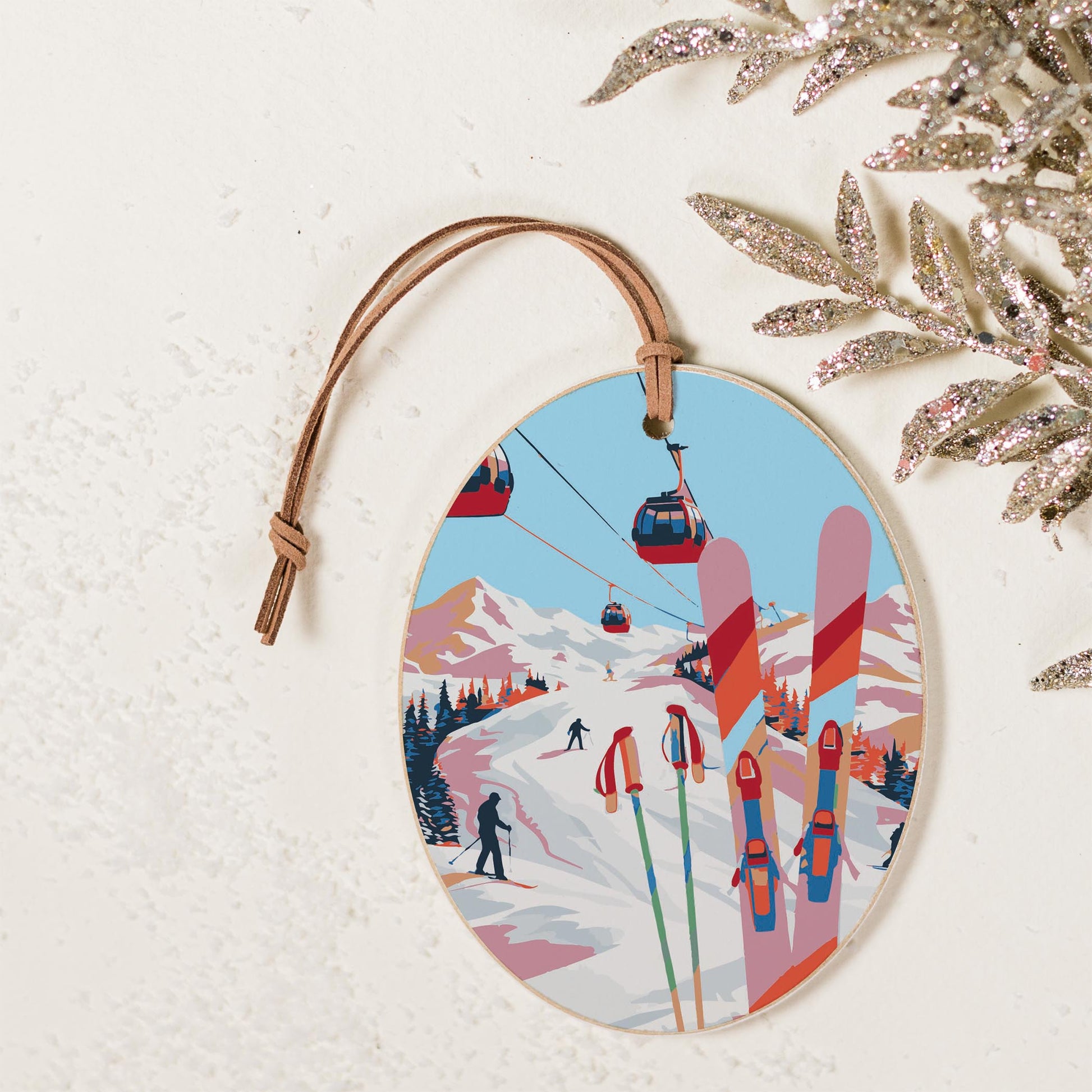 Oval Ornament-Cozy Ski Lodge -2