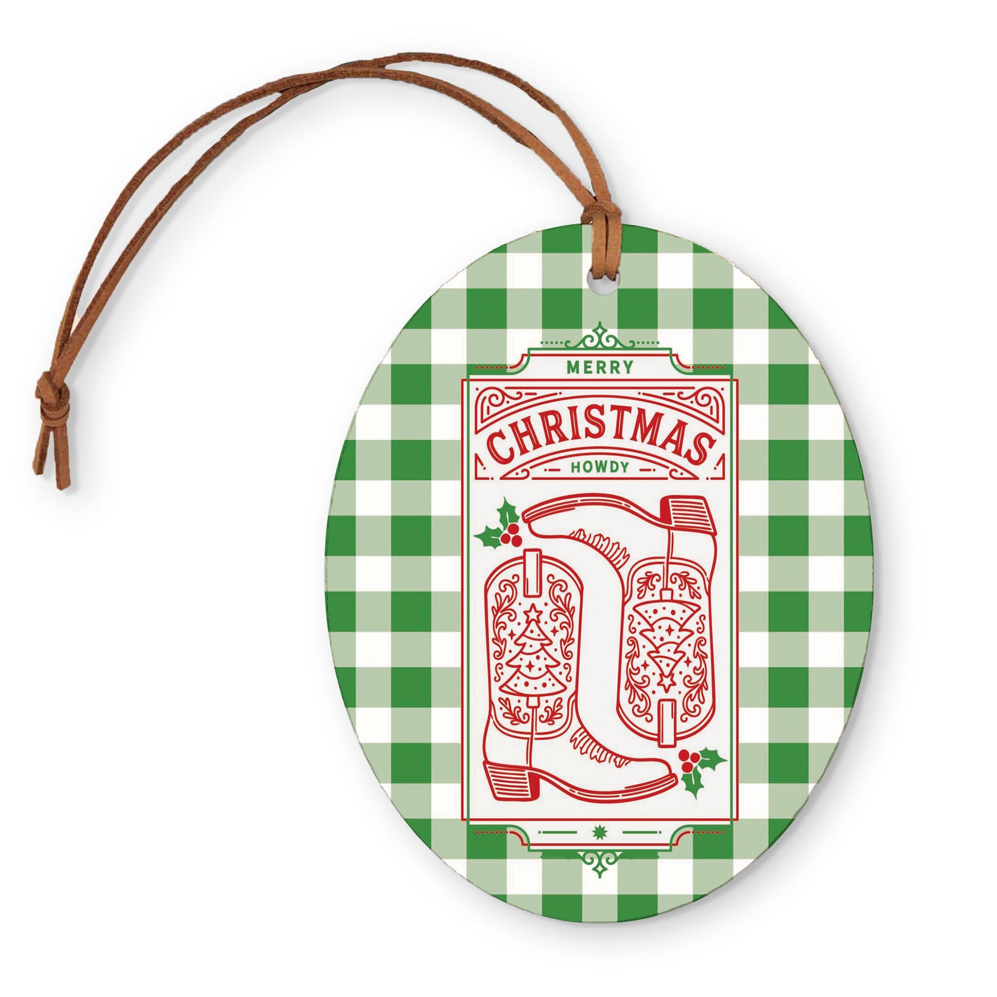 Oval Ornament-Western Christmas -0