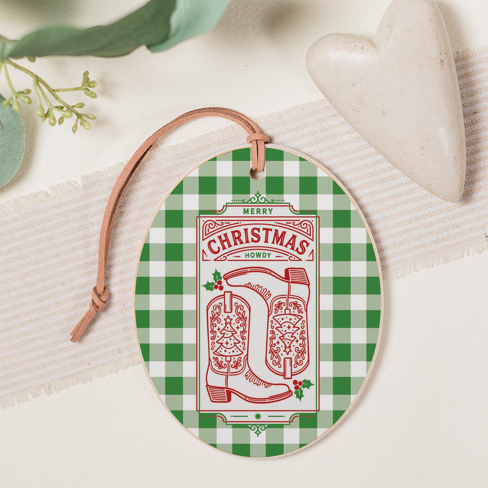 Oval Ornament-Western Christmas -1