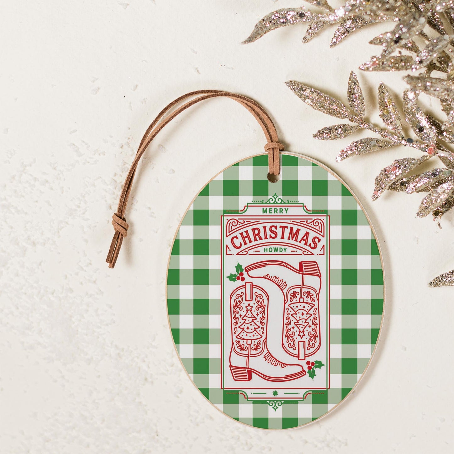Oval Ornament-Western Christmas -2