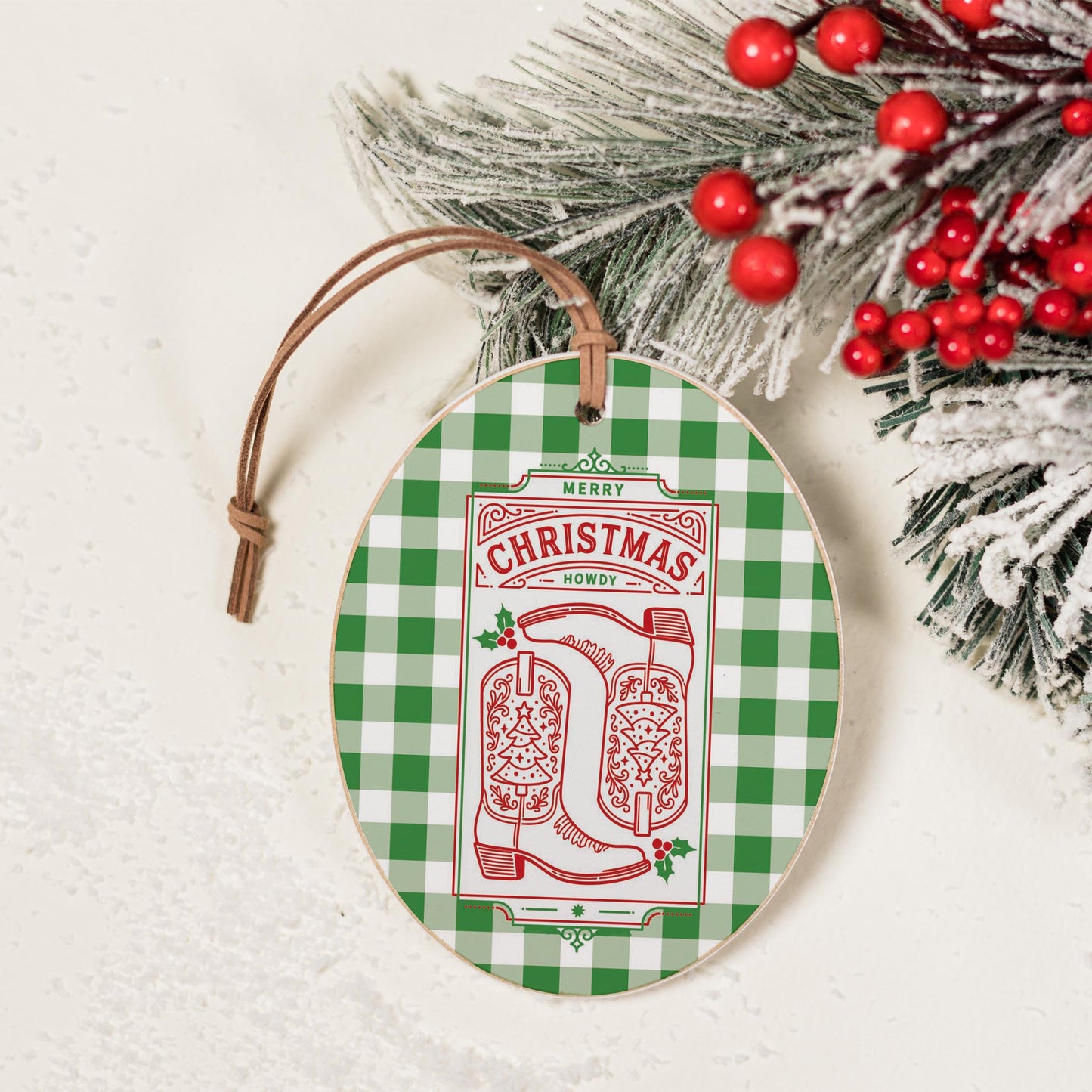 Oval Ornament-Western Christmas -3
