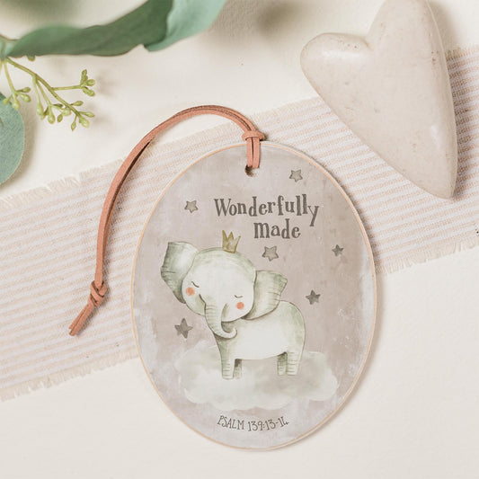 Oval Ornament-Wonderfully Made Elephant Painted Background