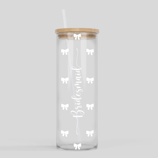 Wedding  24oz. Glass Tumbler | Bridesmaid Bows