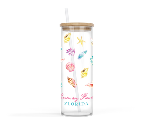 Love+Local 24oz. Glass Tumbler | Shells & Shoreline