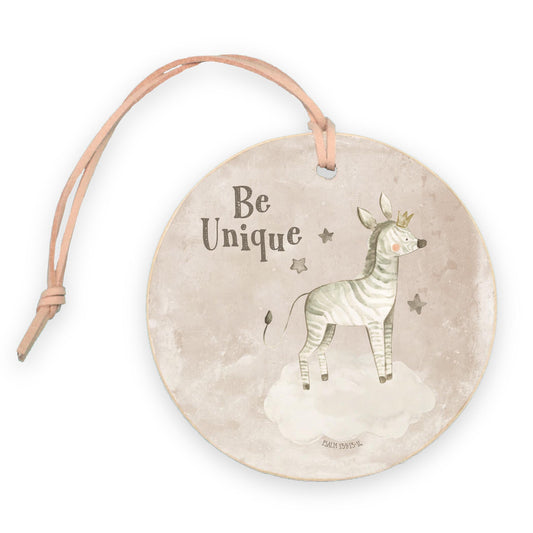 4" Round Ornament-Be Unique Zebra Painted Background