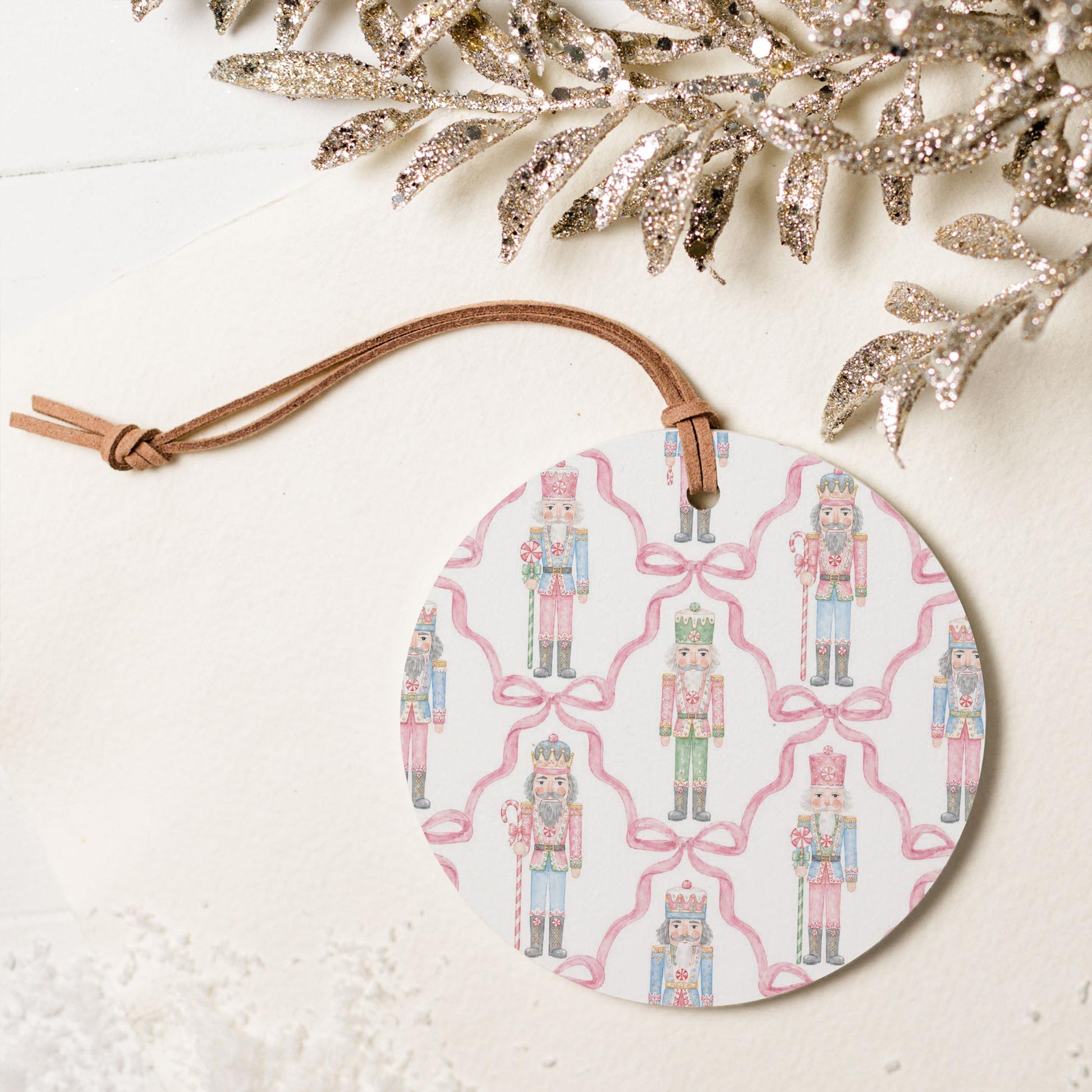 4" Round Ornament-Coquette Nutcracker Pattern -5
