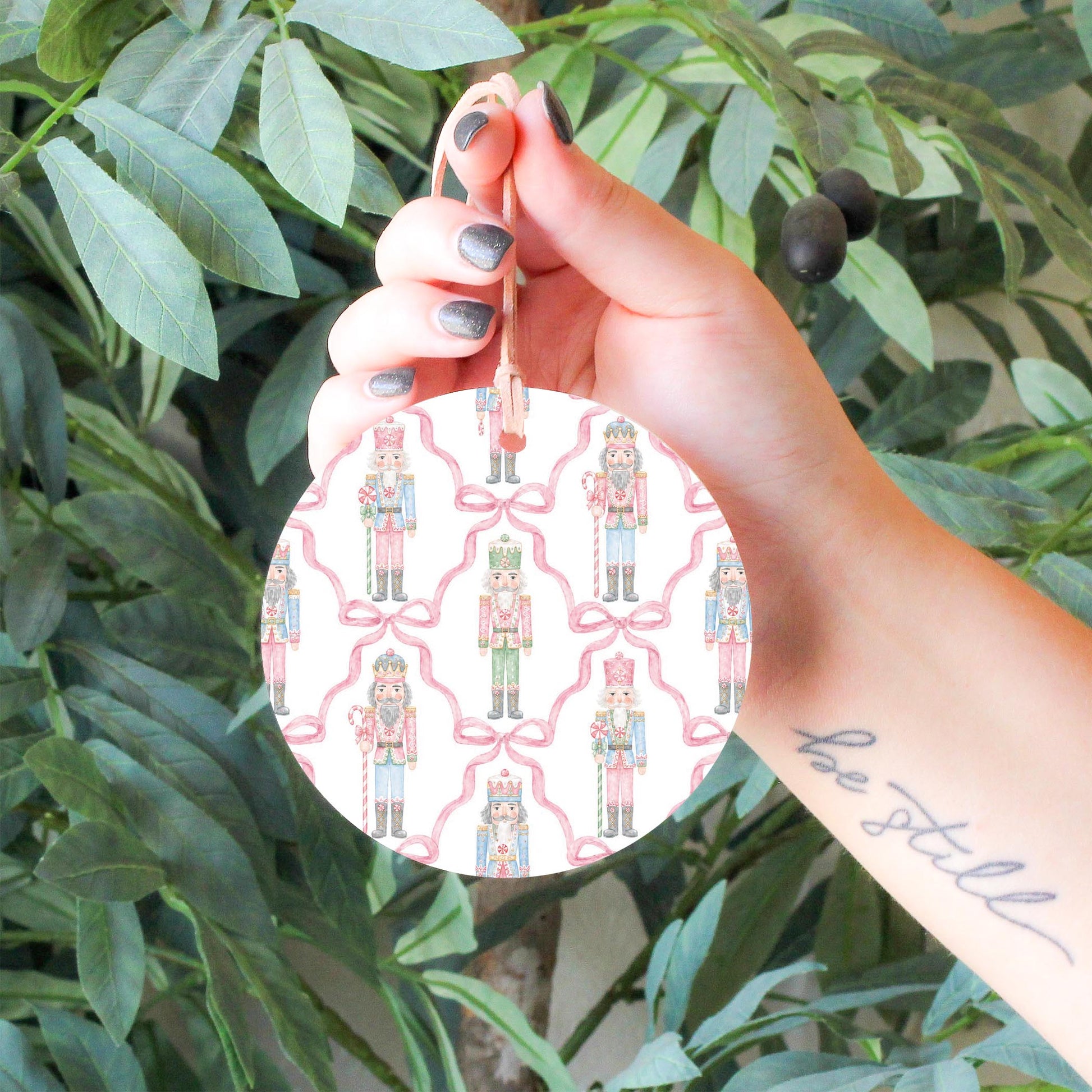 4" Round Ornament-Coquette Nutcracker Pattern -6